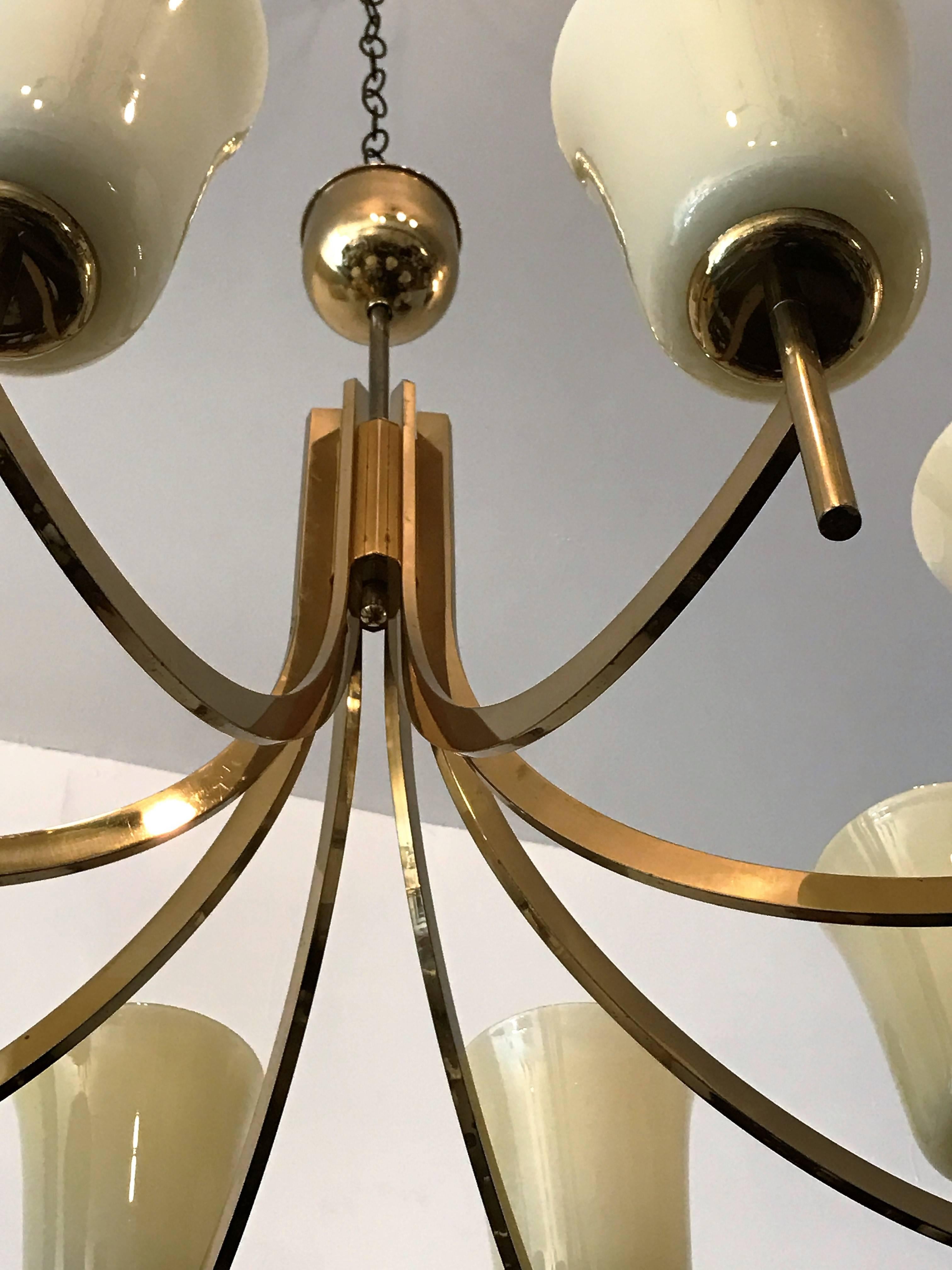 Brass Large Swedish Chandelier, 1950s