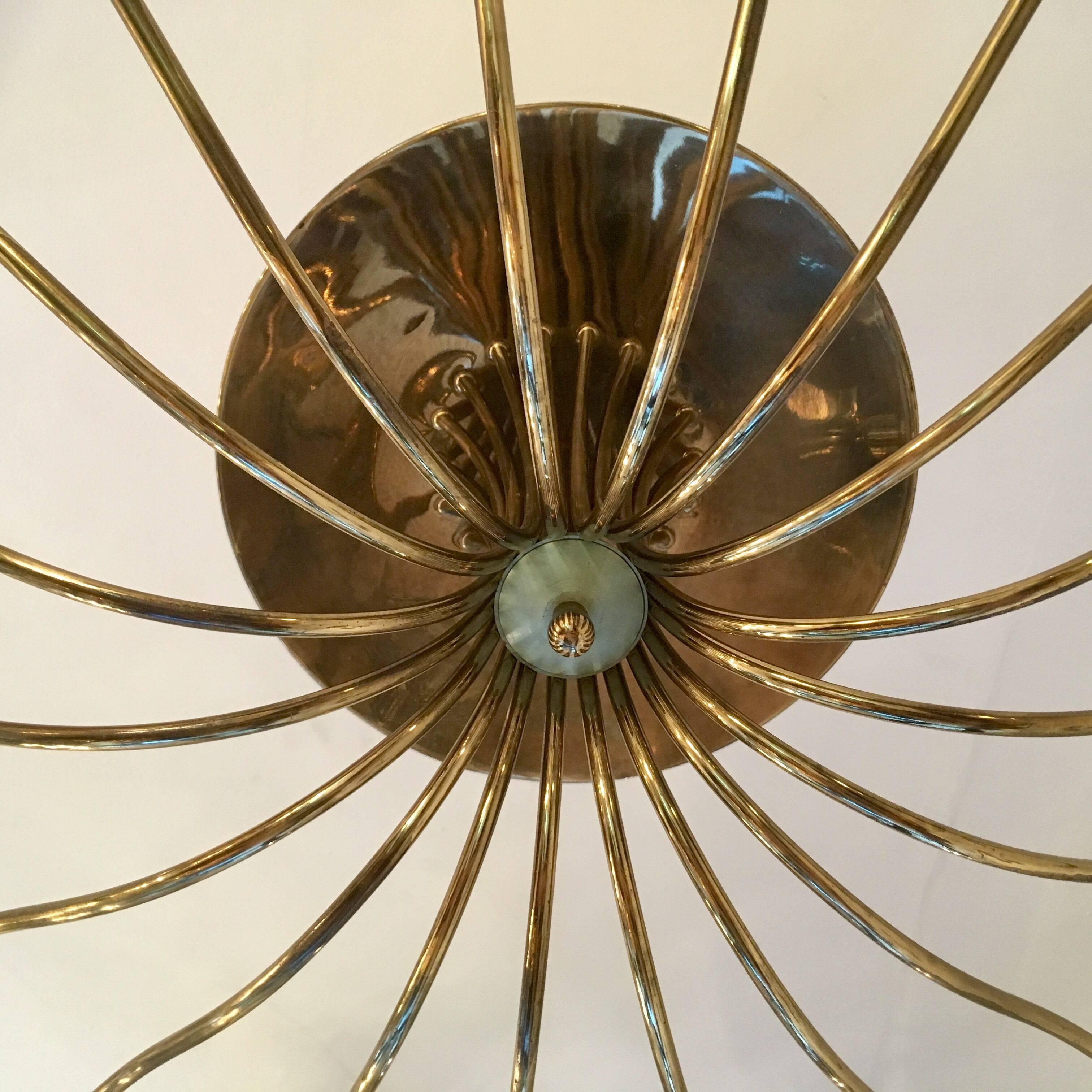 Brass Large Italian Mid-Century Ragno, 1950s Sputnik Chandelier