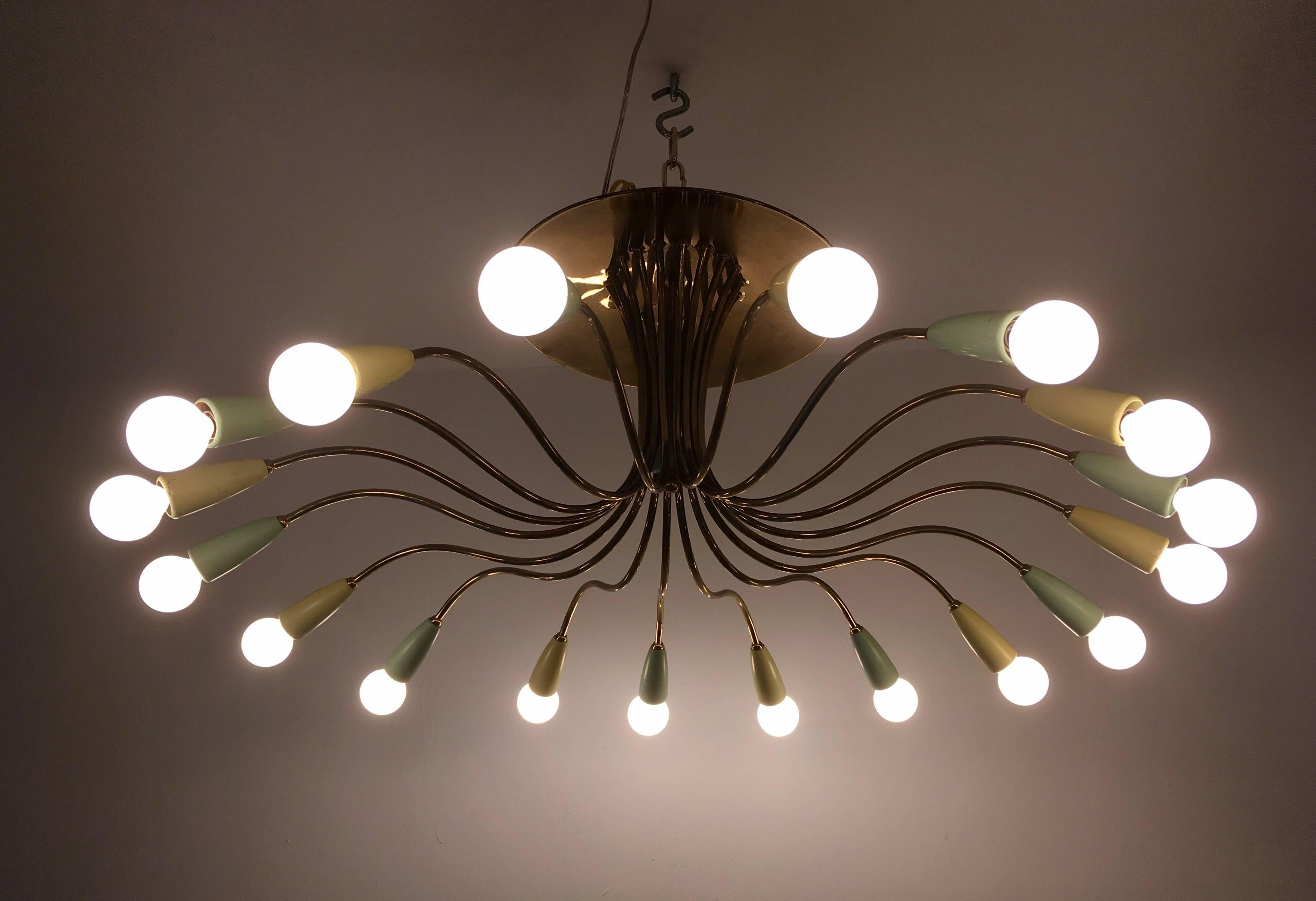 Large Italian Mid-Century Ragno, 1950s Sputnik Chandelier 3