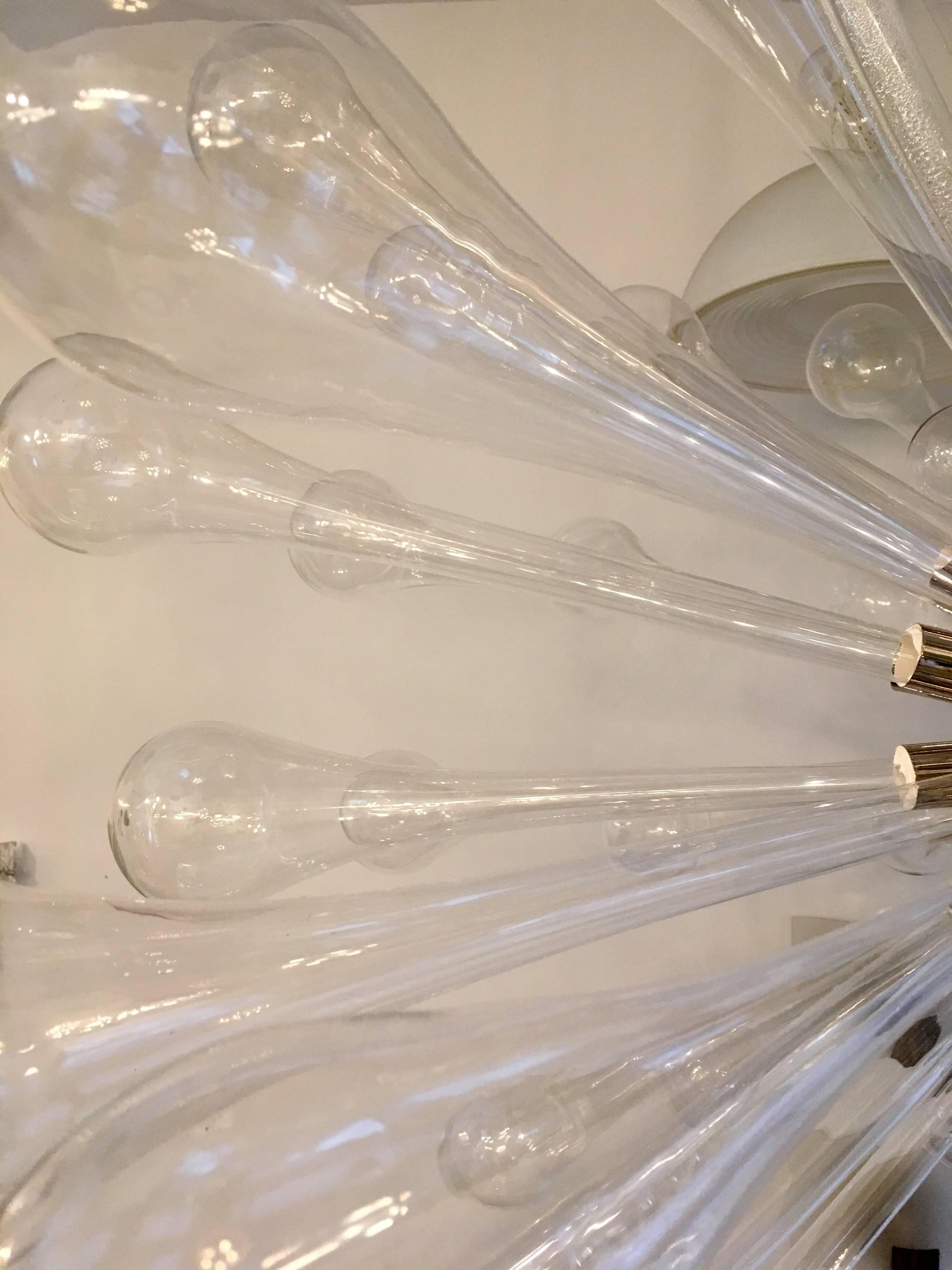 Mid-Century Modern Grand Large 1960s Murano Glass Dandelion Sputnik Chandelier For Sale