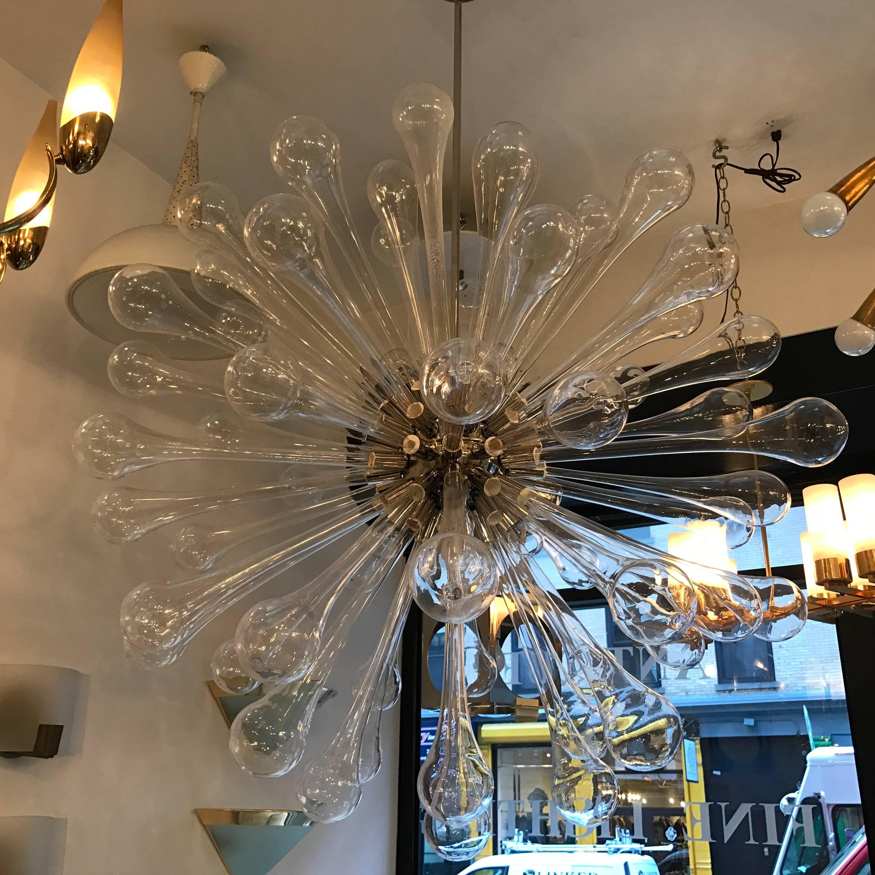Grande lampadario Dandelion Sputnik in vetro di Murano del 1960 in vendita 1