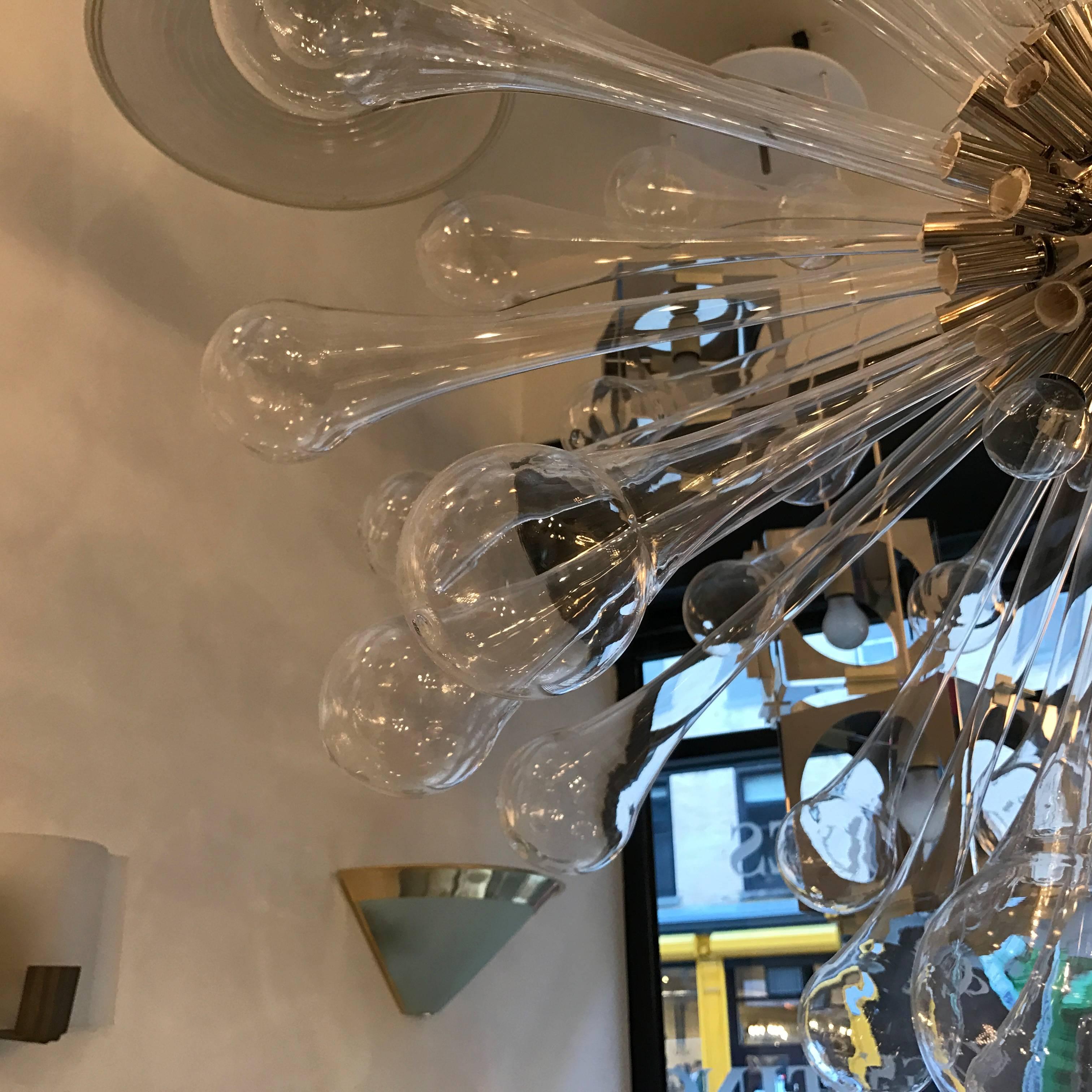 Grande lampadario Dandelion Sputnik in vetro di Murano del 1960 in vendita 2