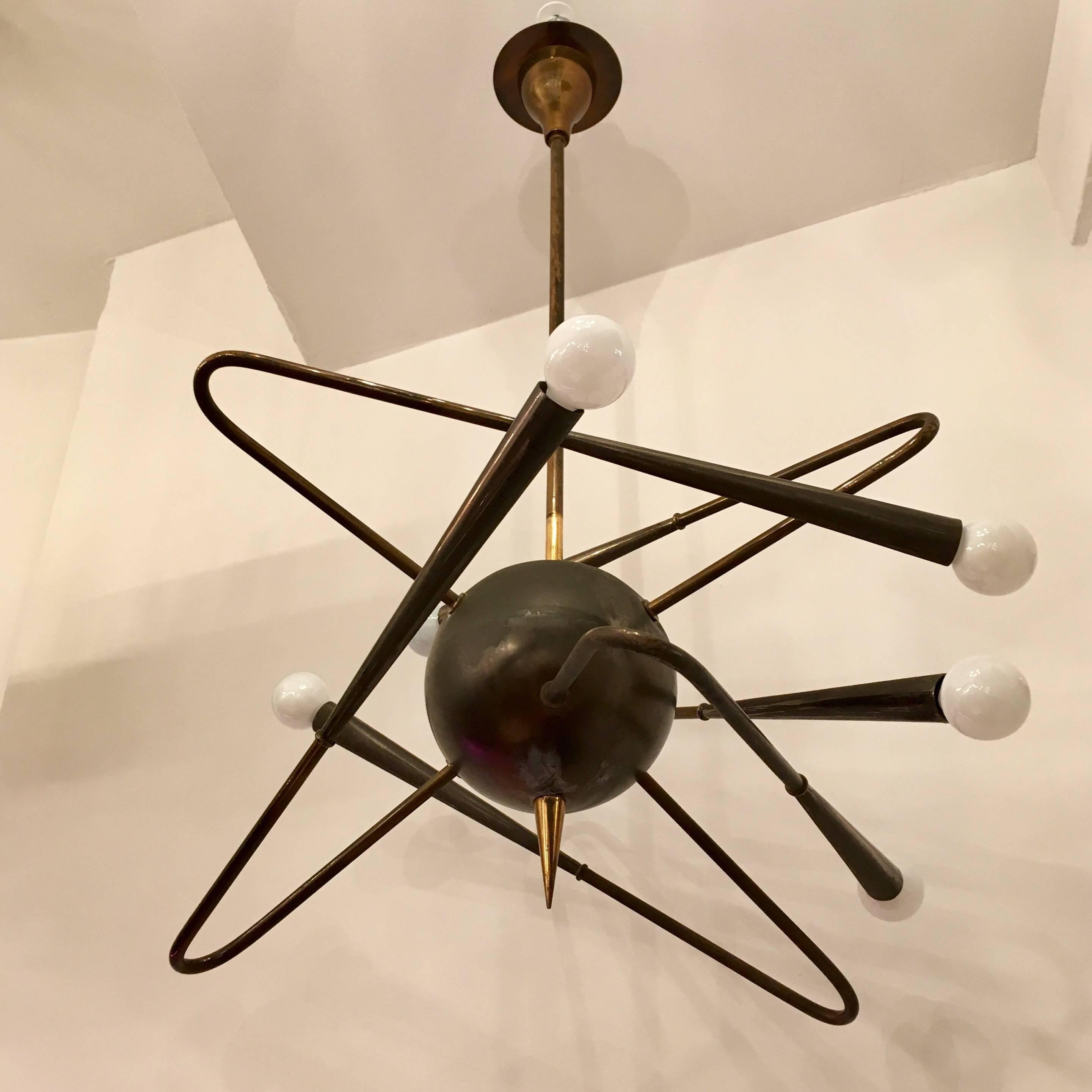 Mid-20th Century Stilnovo 1950s Orbital Italian Pendant Chandelier