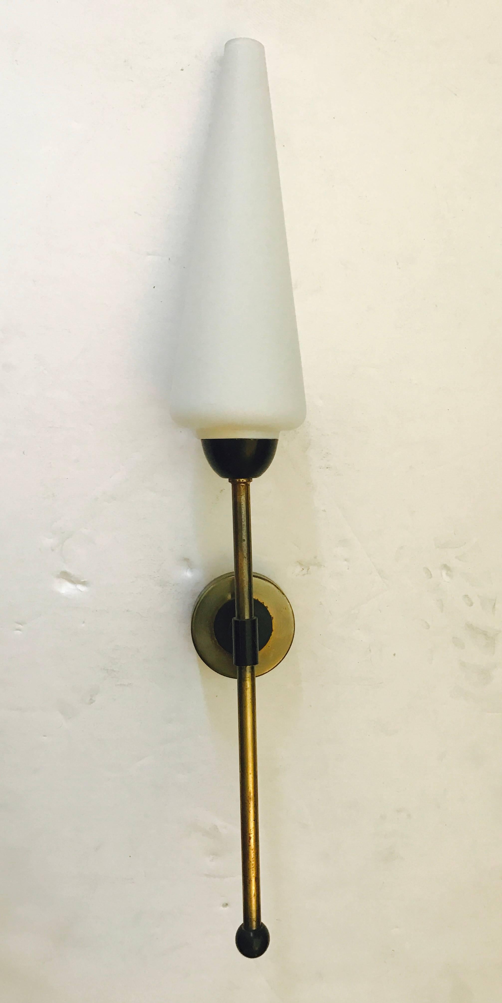Mid-20th Century Pair of Large French 1950s Wall Lights