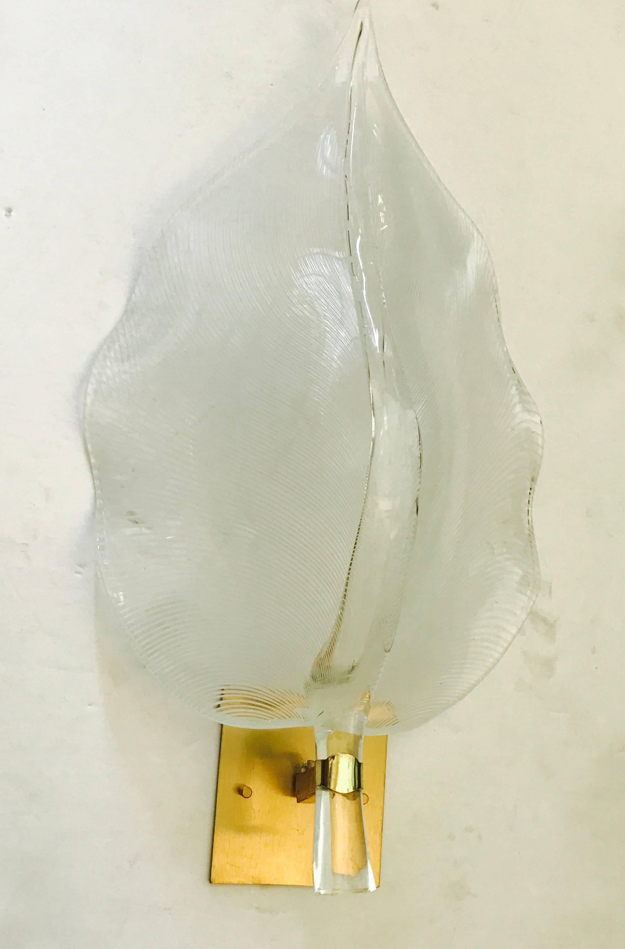 Mid-Century Modern Pair of 1960s Large Murano Glass Sconces For Sale