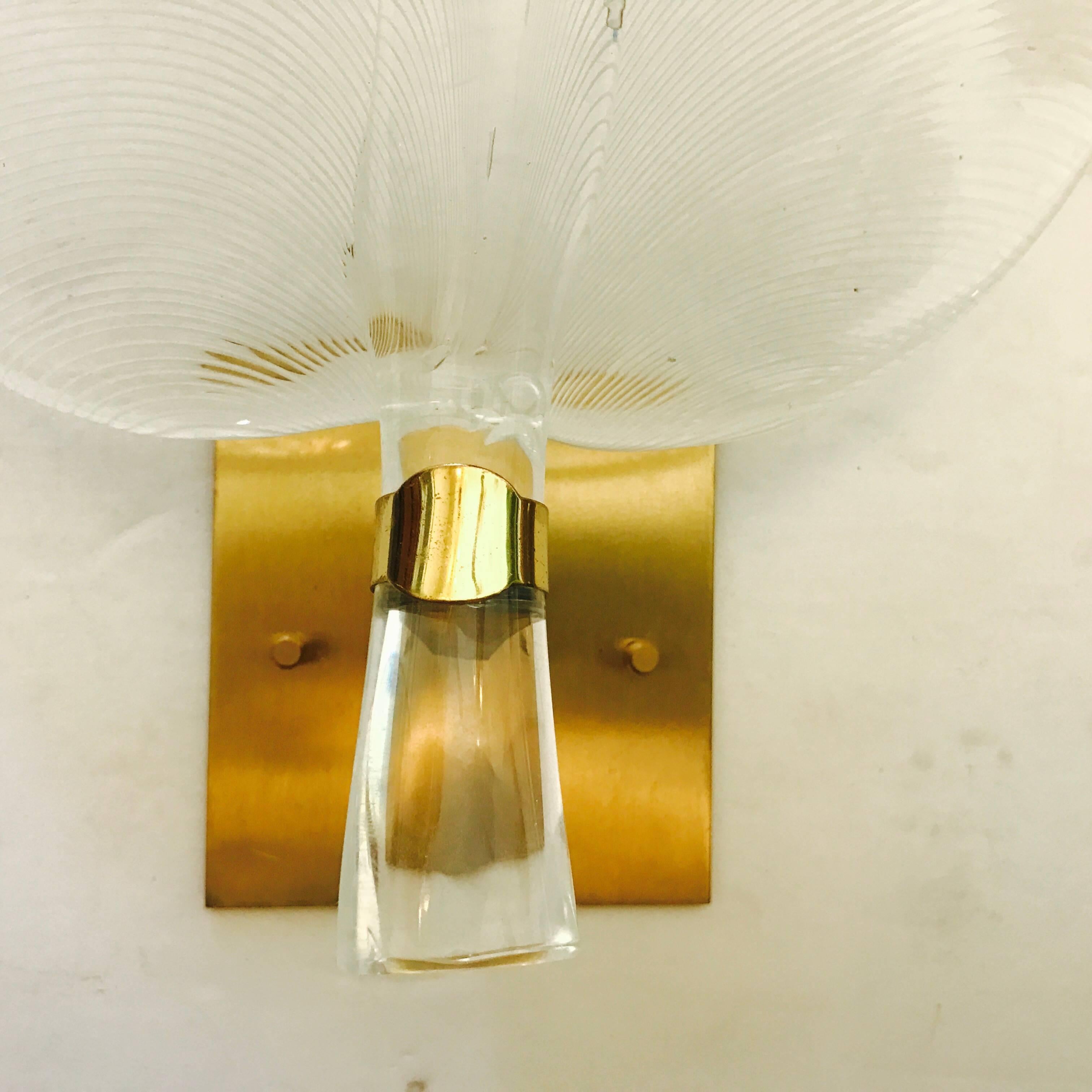 Pair of 1960s Large Murano Glass Sconces In Excellent Condition For Sale In New York, NY