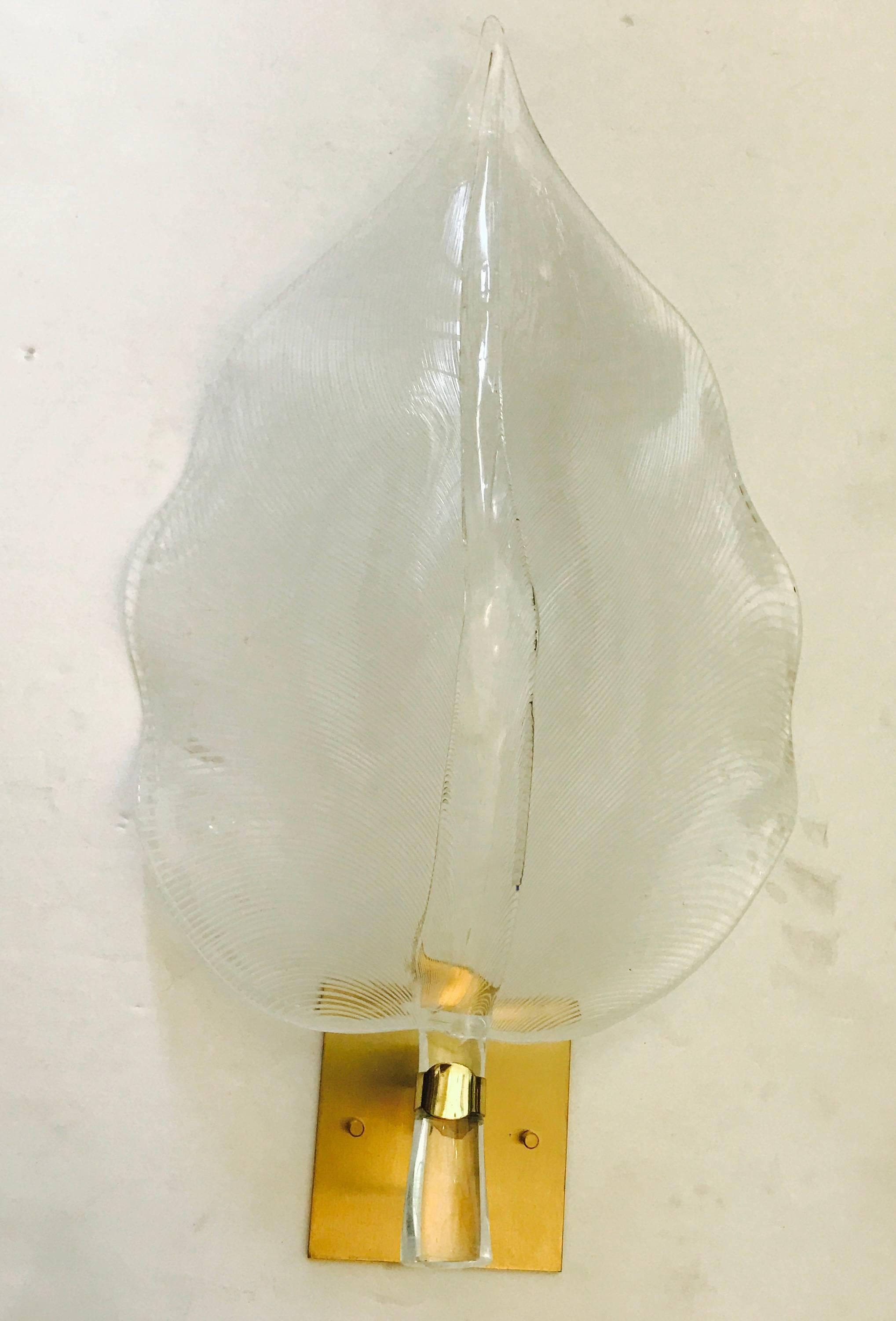 Pair of 1960s Large Murano Glass Sconces For Sale 2