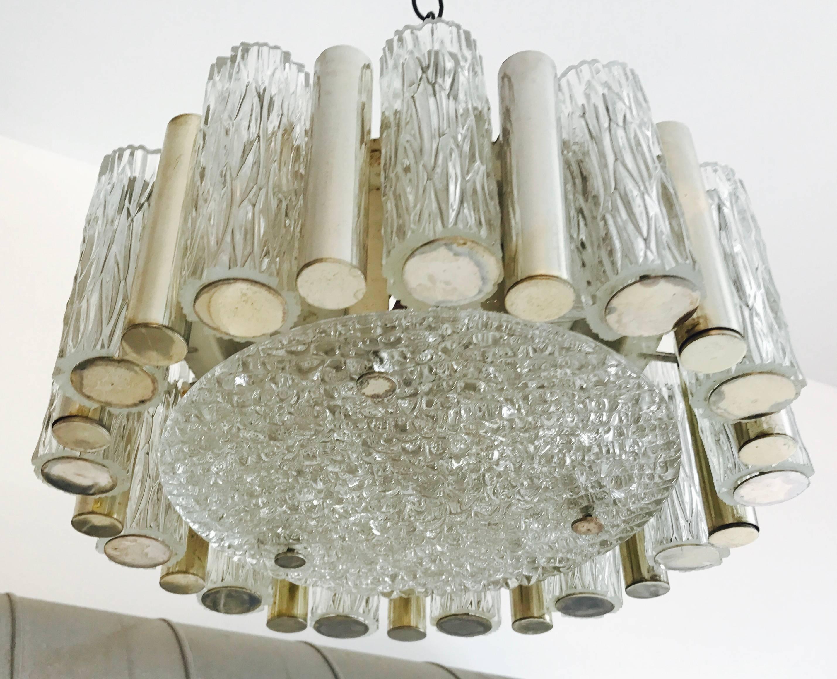 German 1960s High Style Glass Flush Pendant For Sale 1