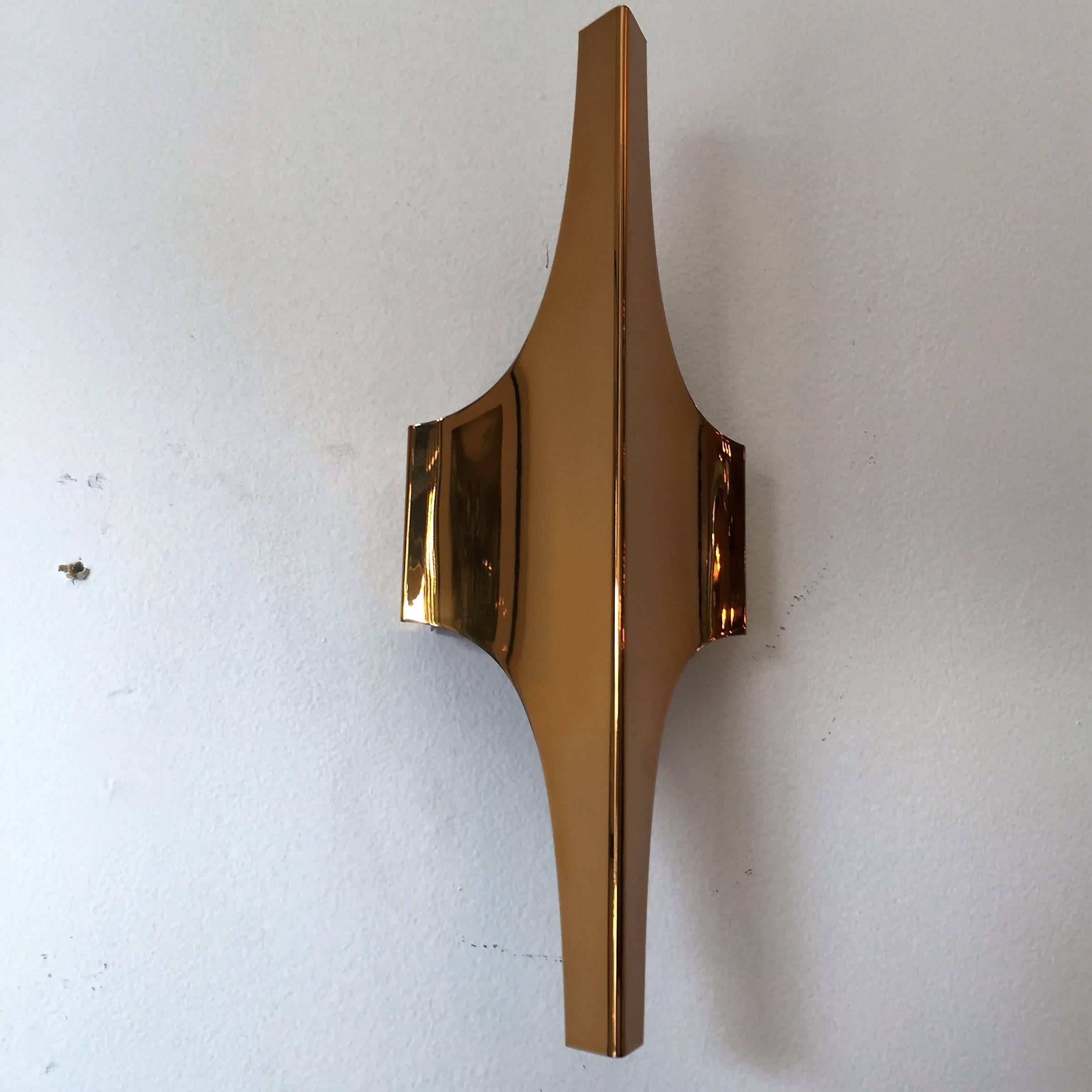 German Pair of Golden 1970s Doria Space Age Wall Lights