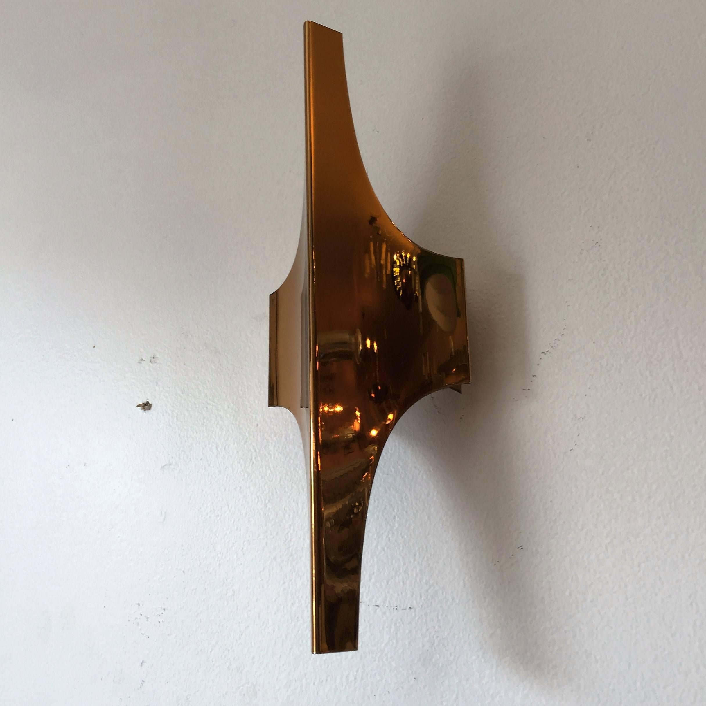 Late 20th Century Pair of Golden 1970s Doria Space Age Wall Lights