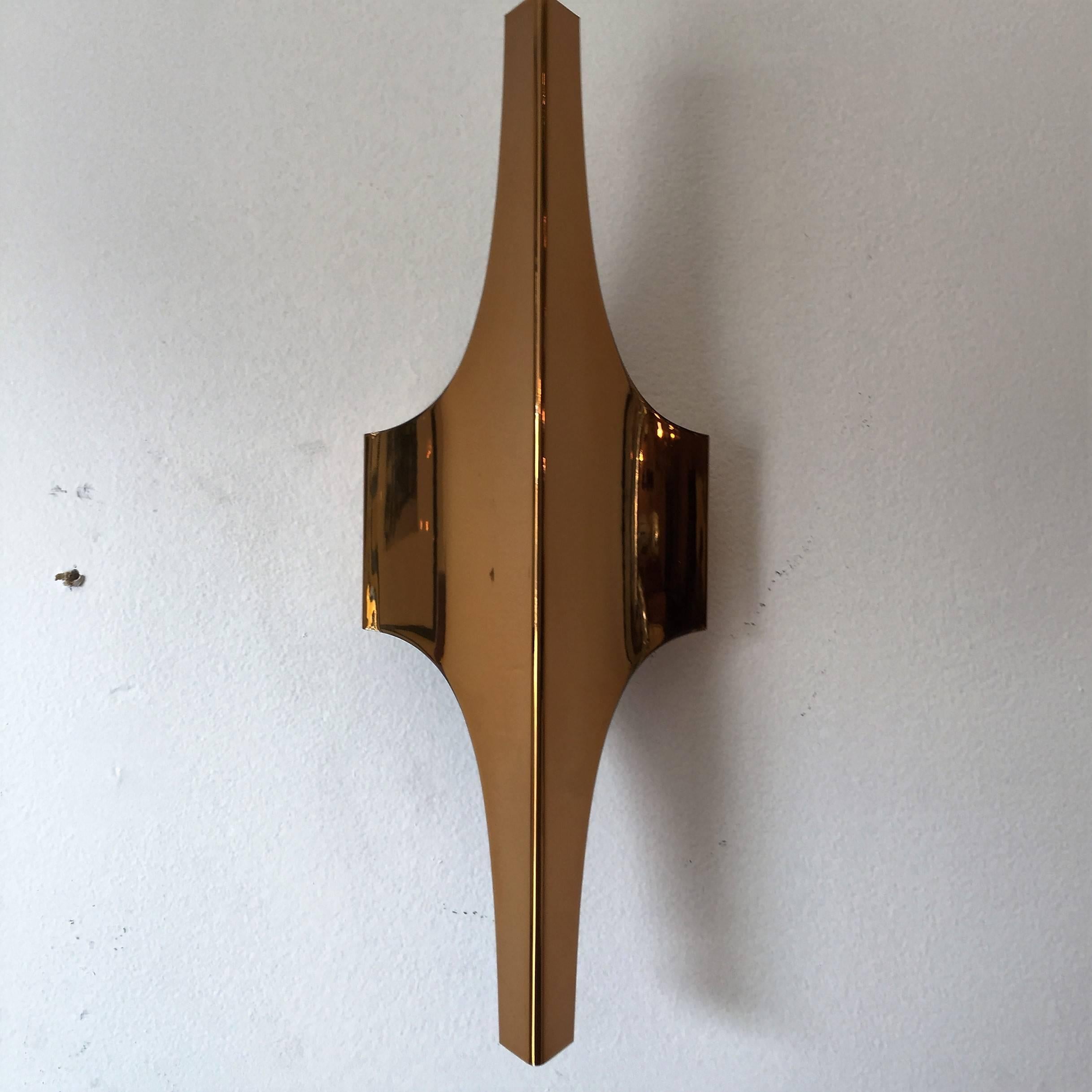 Brass Pair of Golden 1970s Doria Space Age Wall Lights