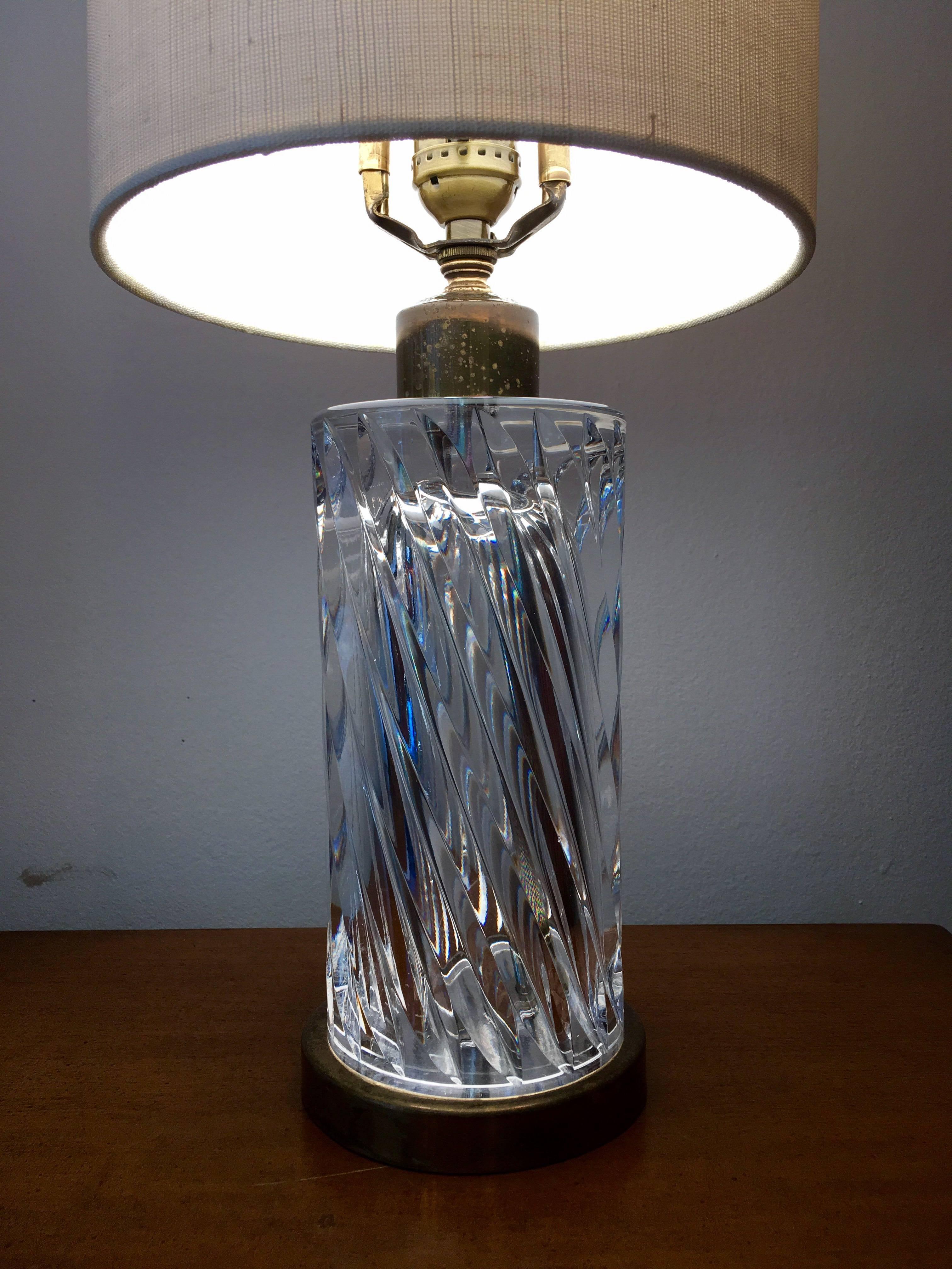 Pair of 1960s Orrefors Swedish Crystal Table Lamps In Excellent Condition In New York, NY