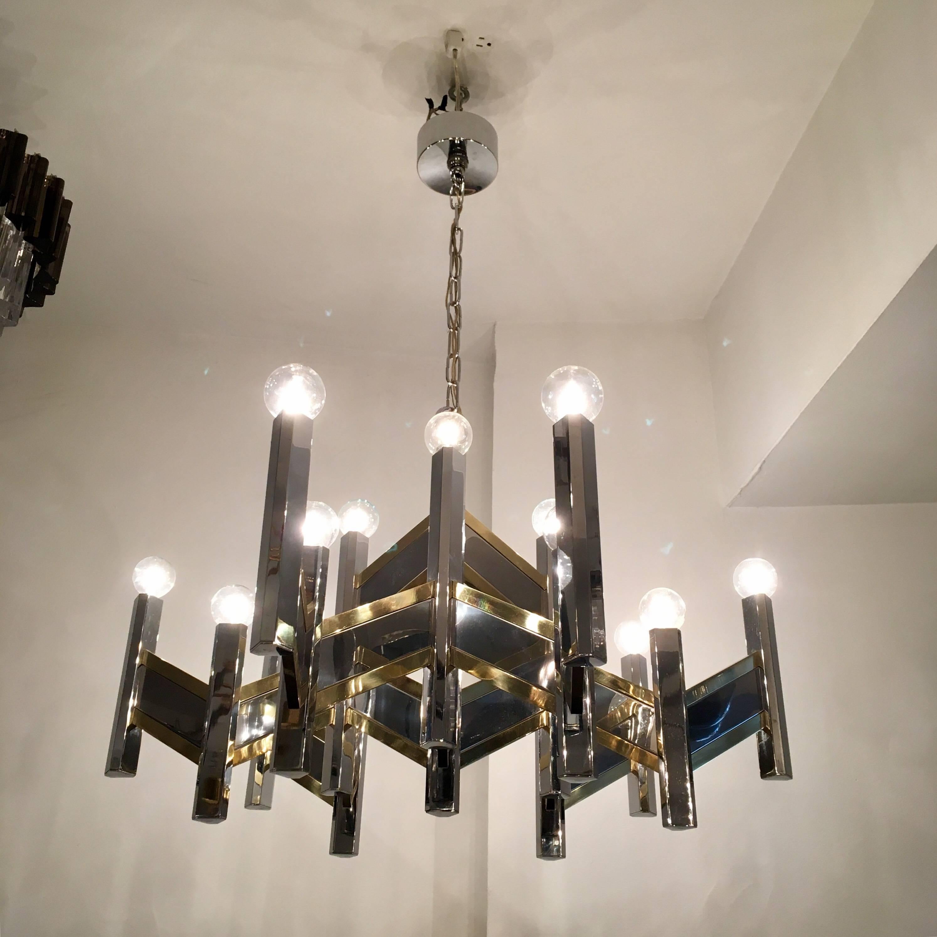 Sciolari Italian 1960s High Style Chandelier 1