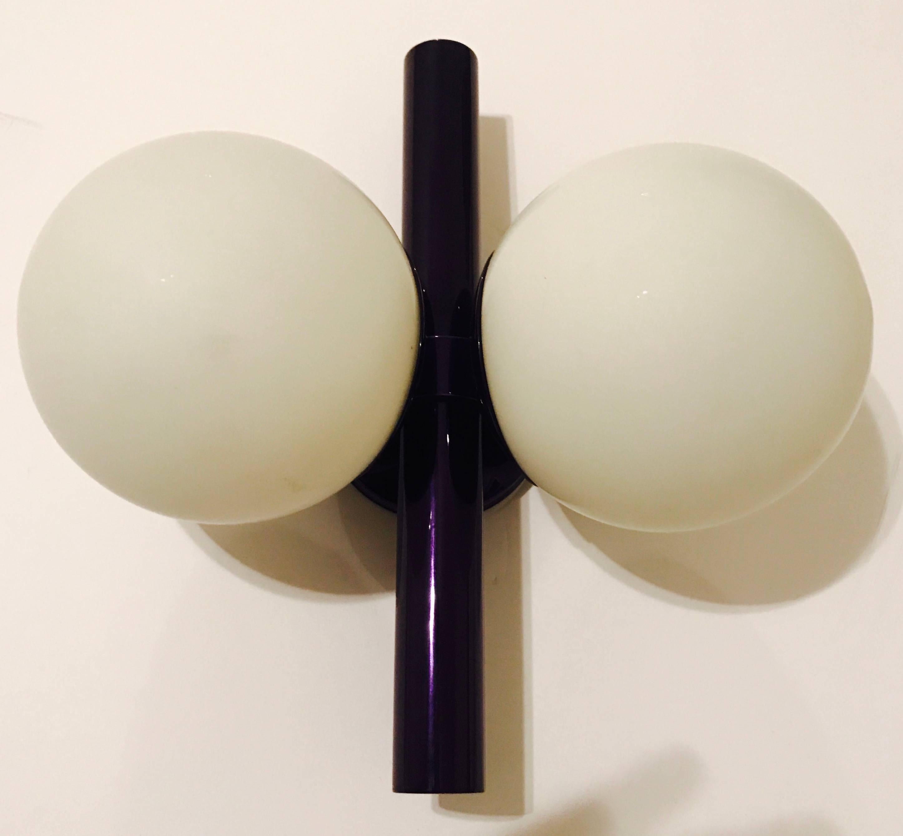 Mid-Century Modern Pair of German Space Age Candy Purple Wall Lights For Sale