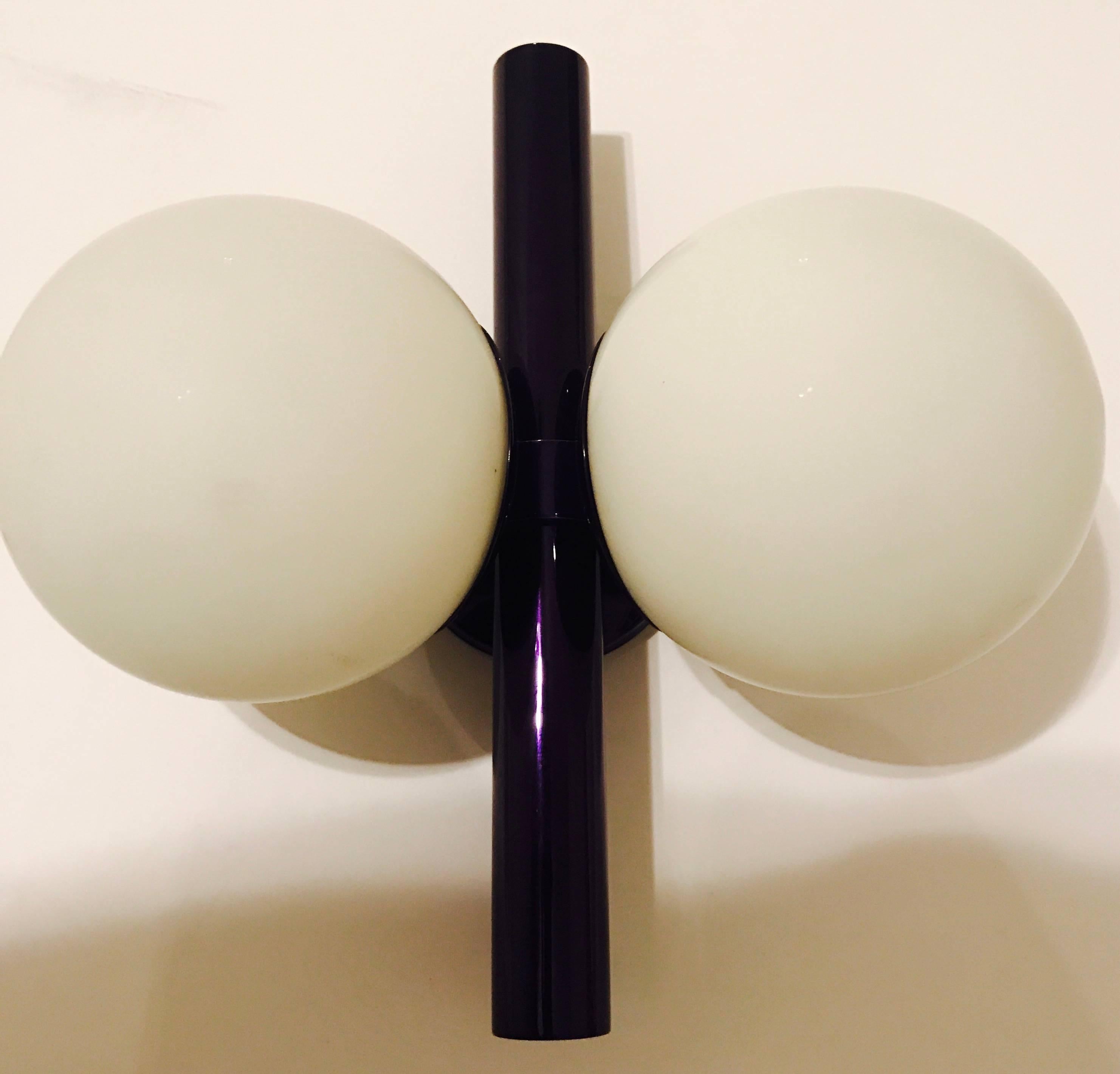 Pair of German Space Age Candy Purple Wall Lights In Excellent Condition For Sale In New York, NY