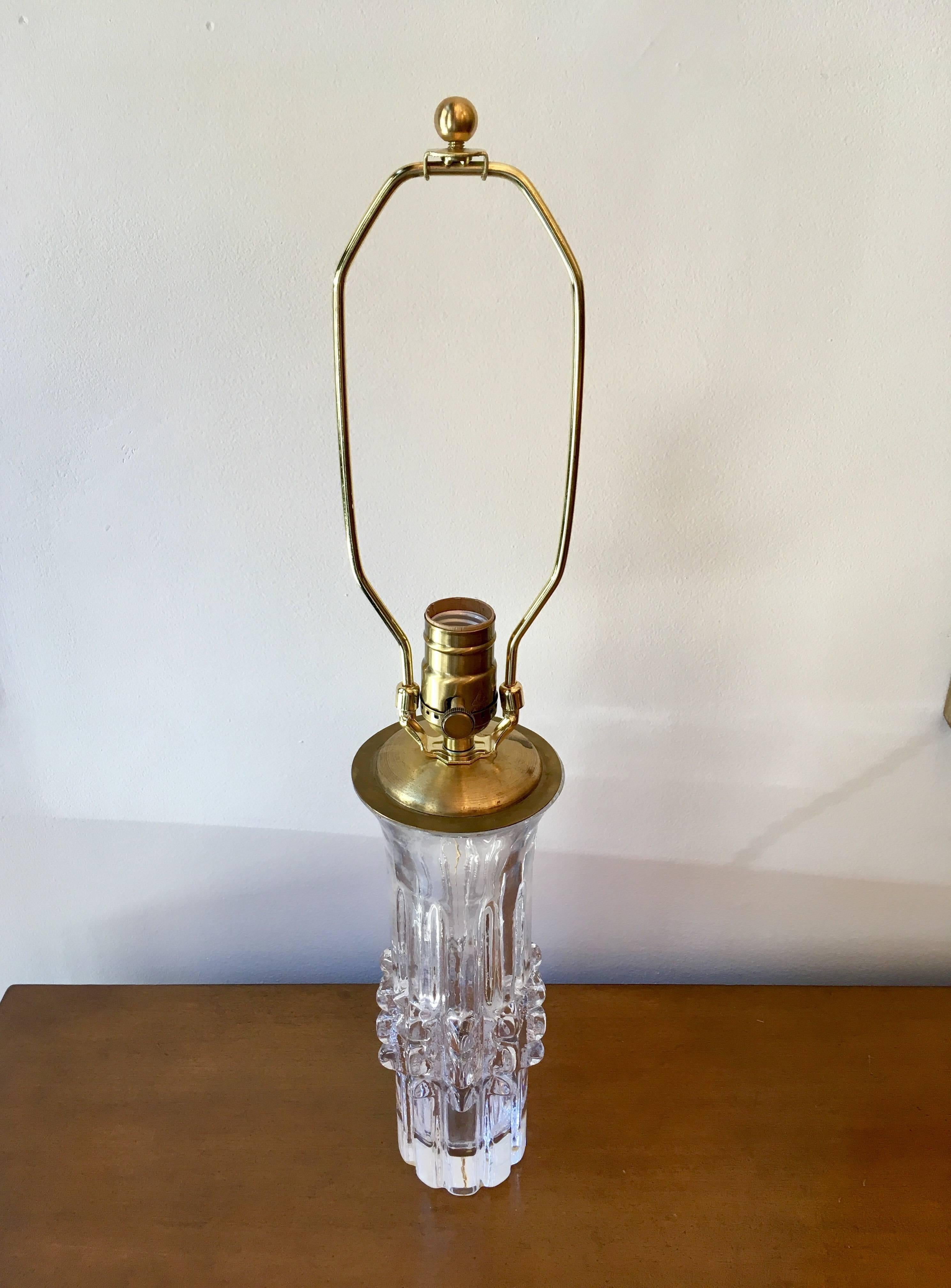 Brass Pair of Swedish Bengt Edenfalk Glass 1960s Table Lamps