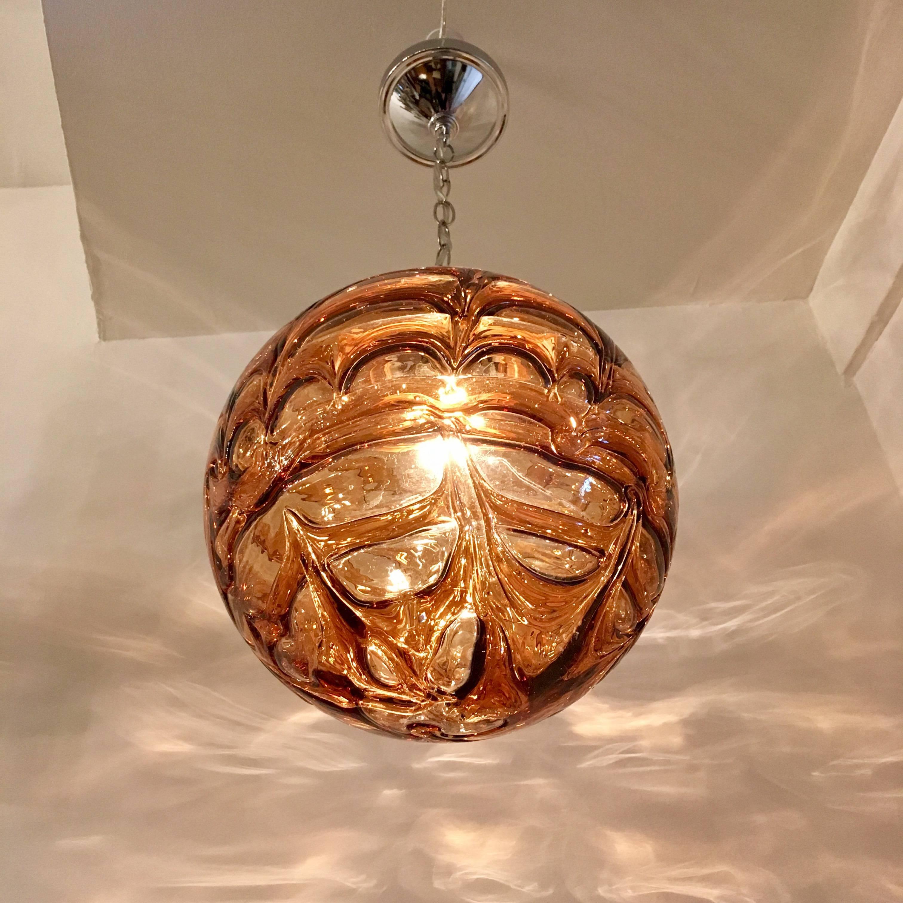 Pair of Doria Murano Glass Globe 1960s Pendants 1
