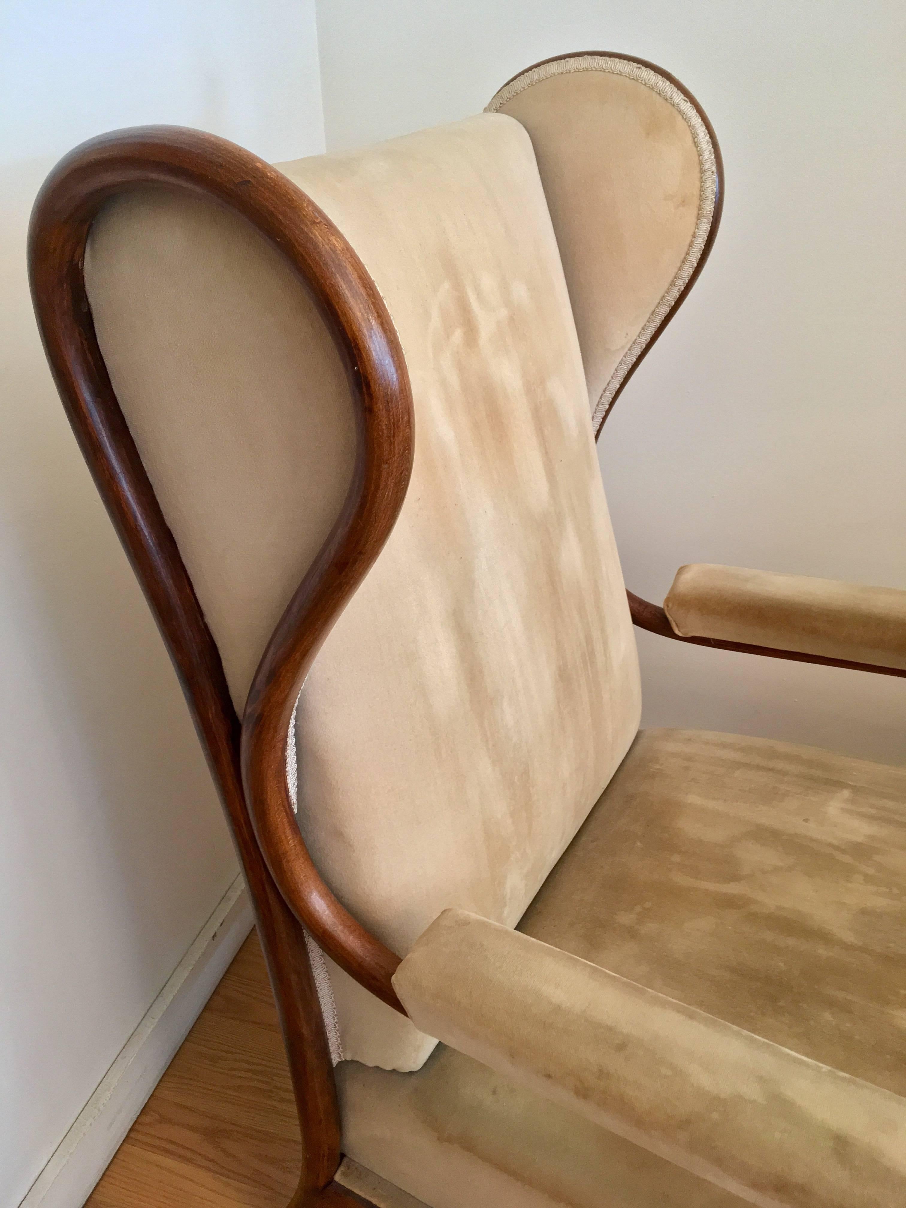 Cotton Gebruder Thonet Model 6541 Wing Chair