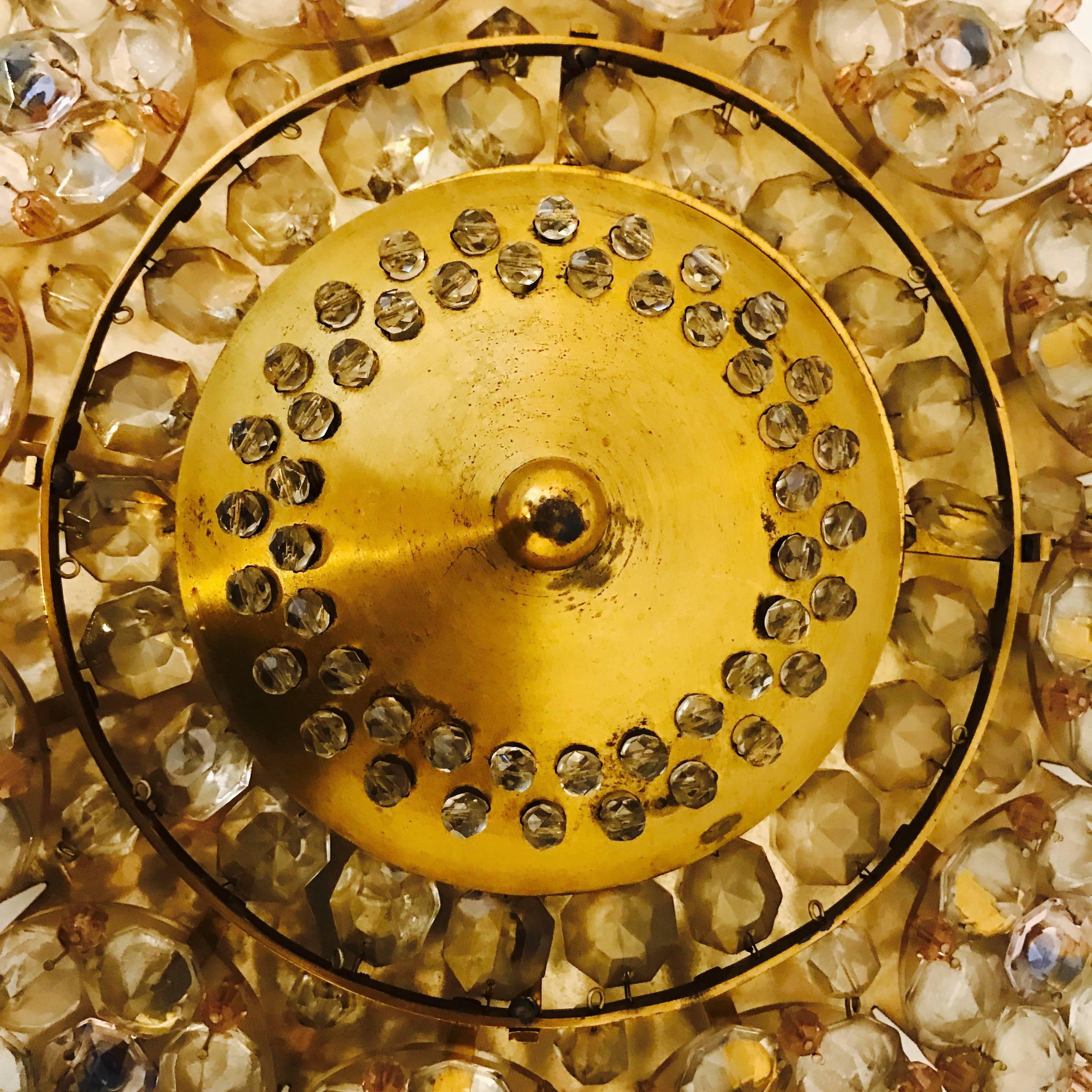 Mid-Century Modern Lampe encastrée en cristal Stejnar de style autrichien des années 1960 en vente