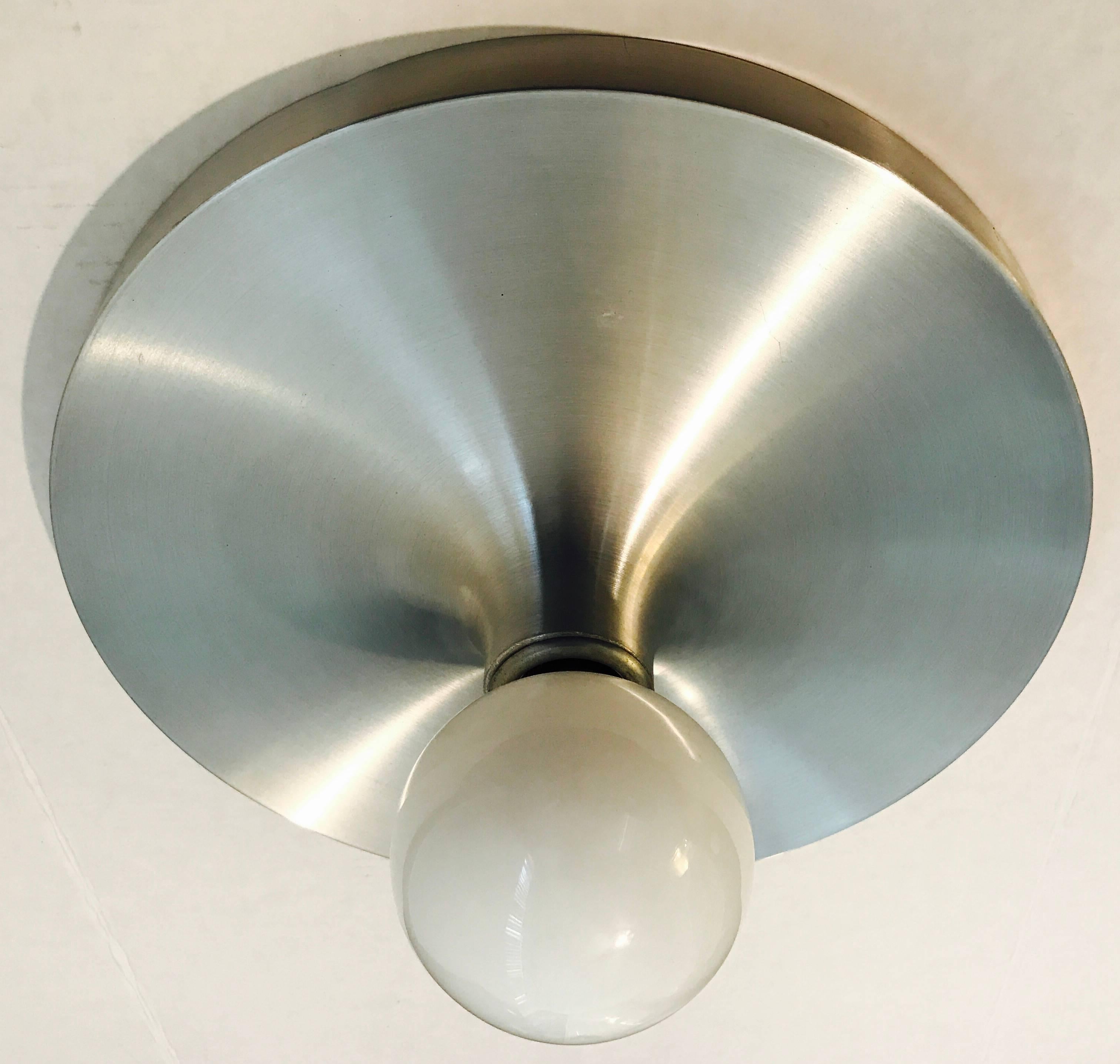 Honsel 1960s German Space Age Midcentury Flush Ceiling Wall Light In Excellent Condition In New York, NY