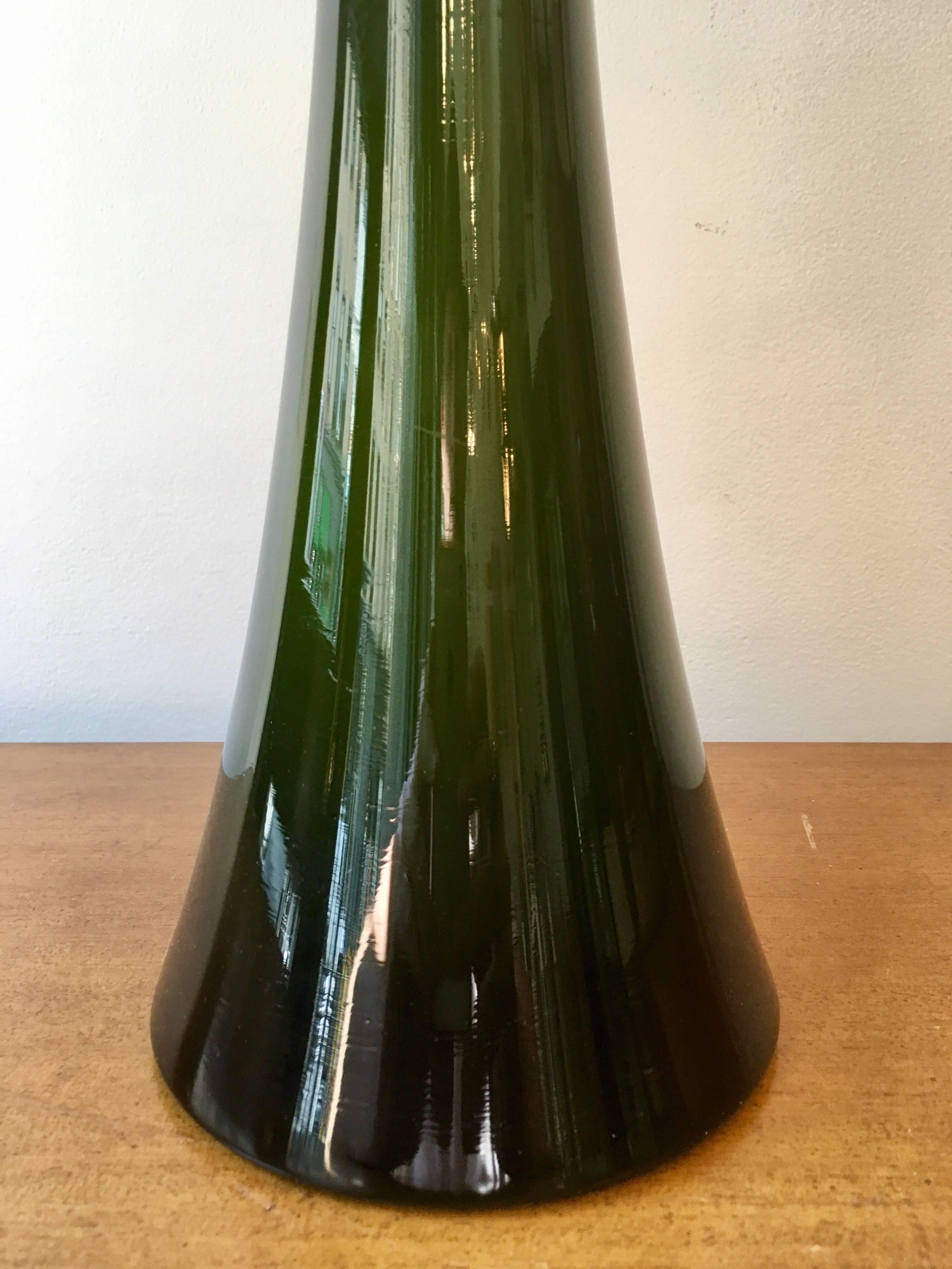 Pair of Green Glass Swedish Berndt Nordstedt Bergbom, 1960s Table Lamps In Excellent Condition In New York, NY