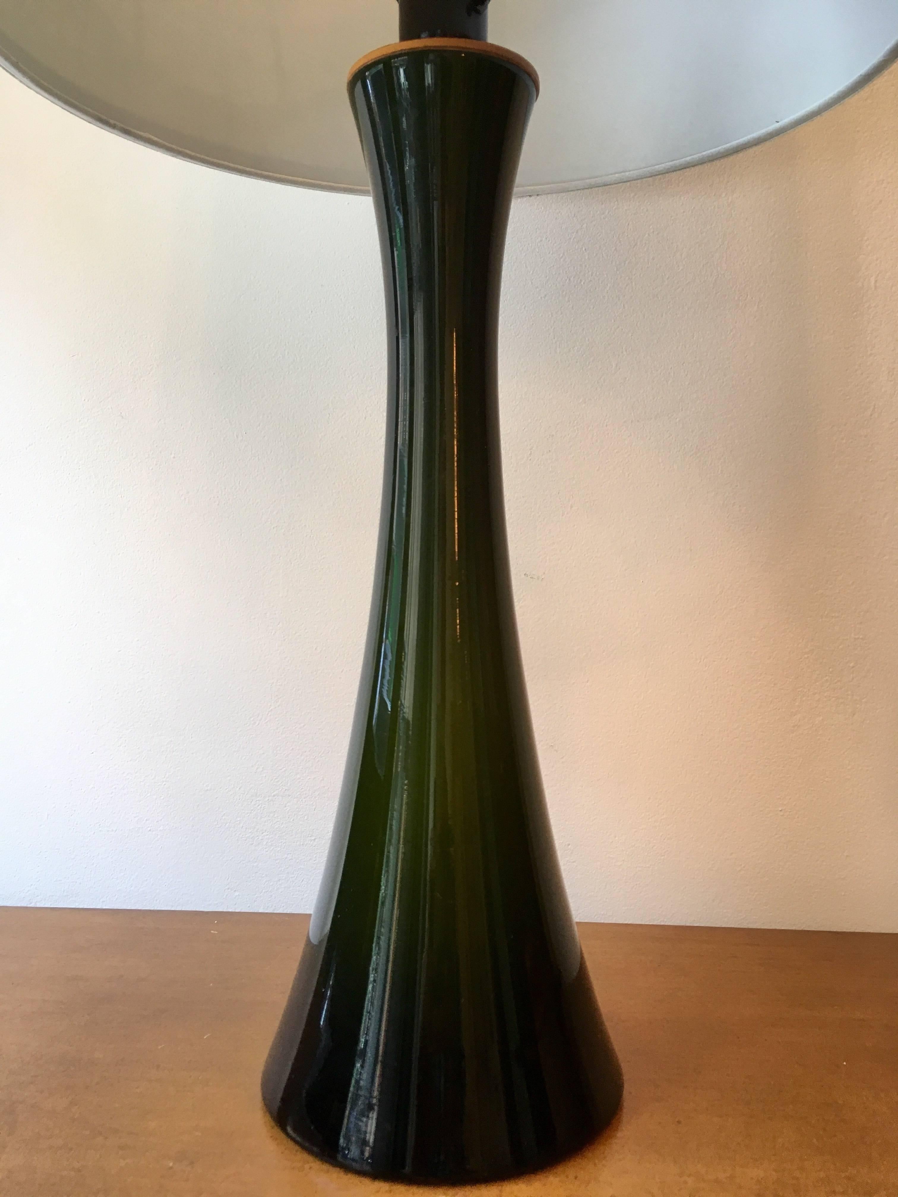 Blown Glass Pair of Green Glass Swedish Berndt Nordstedt Bergbom, 1960s Table Lamps