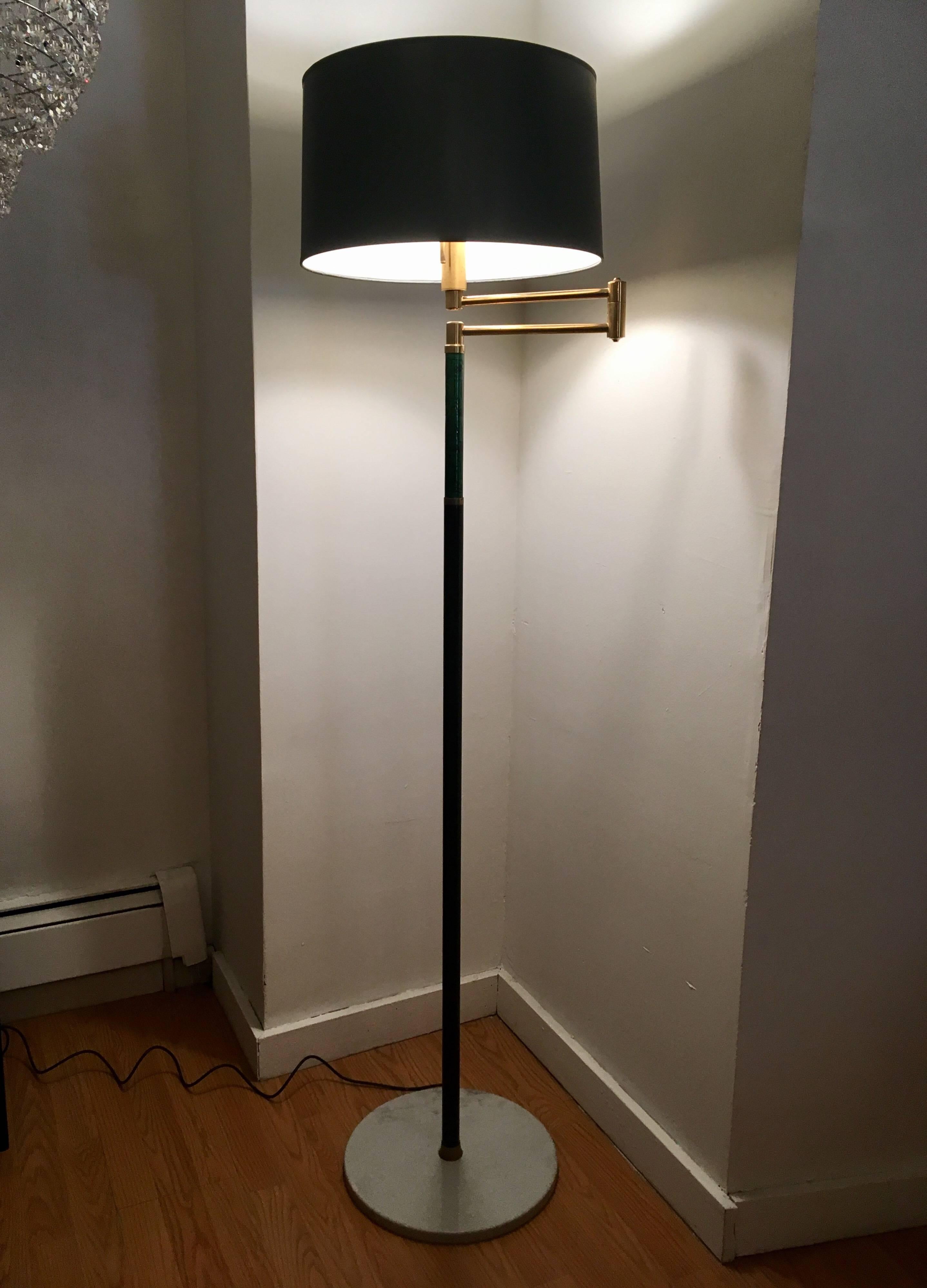 Brass Italian, 1950s Mid-Century Enamel Floor Lamp For Sale