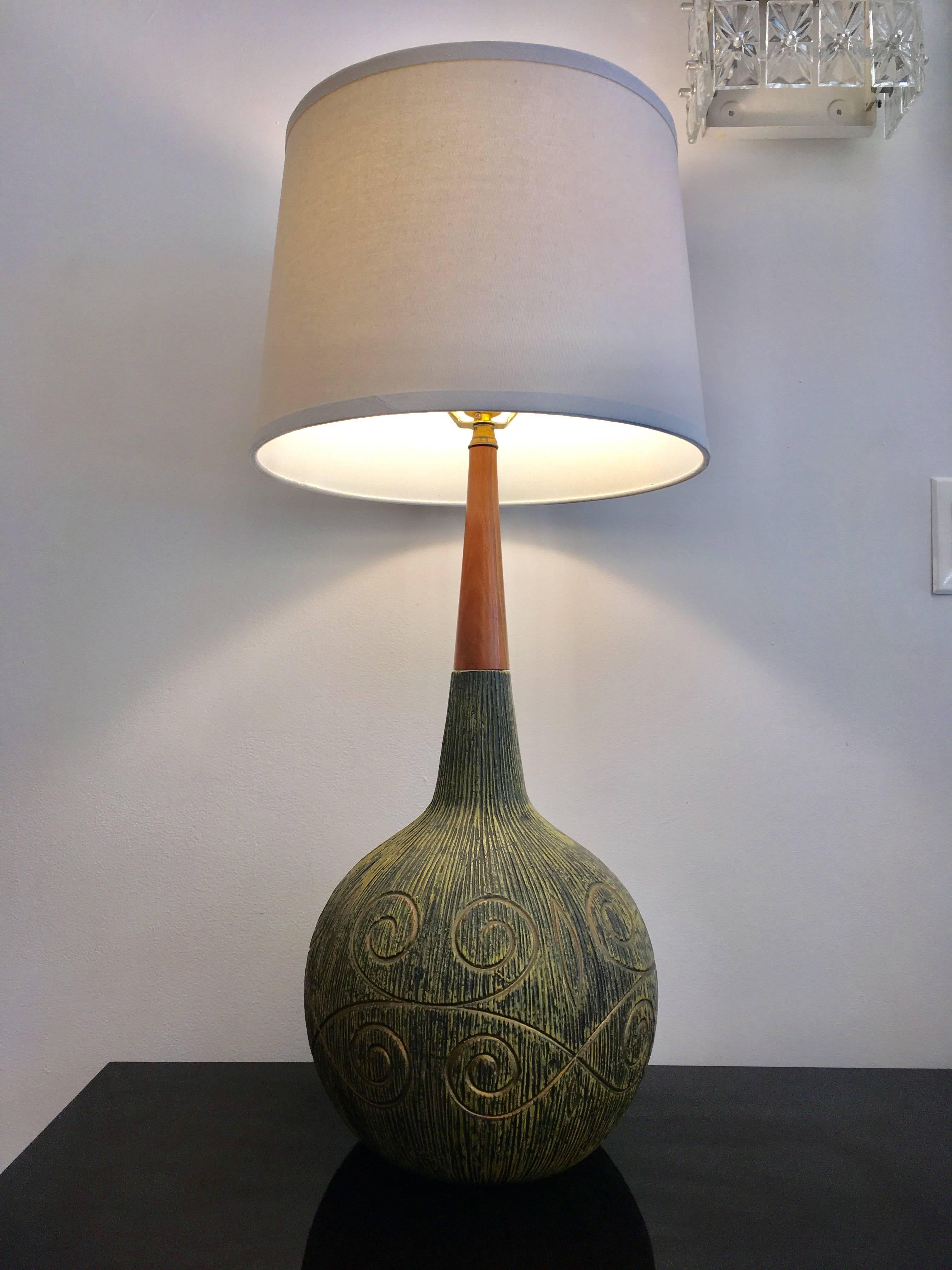Pair of 1960s Italian Mid-Century Art Pottery Table Lamps 3