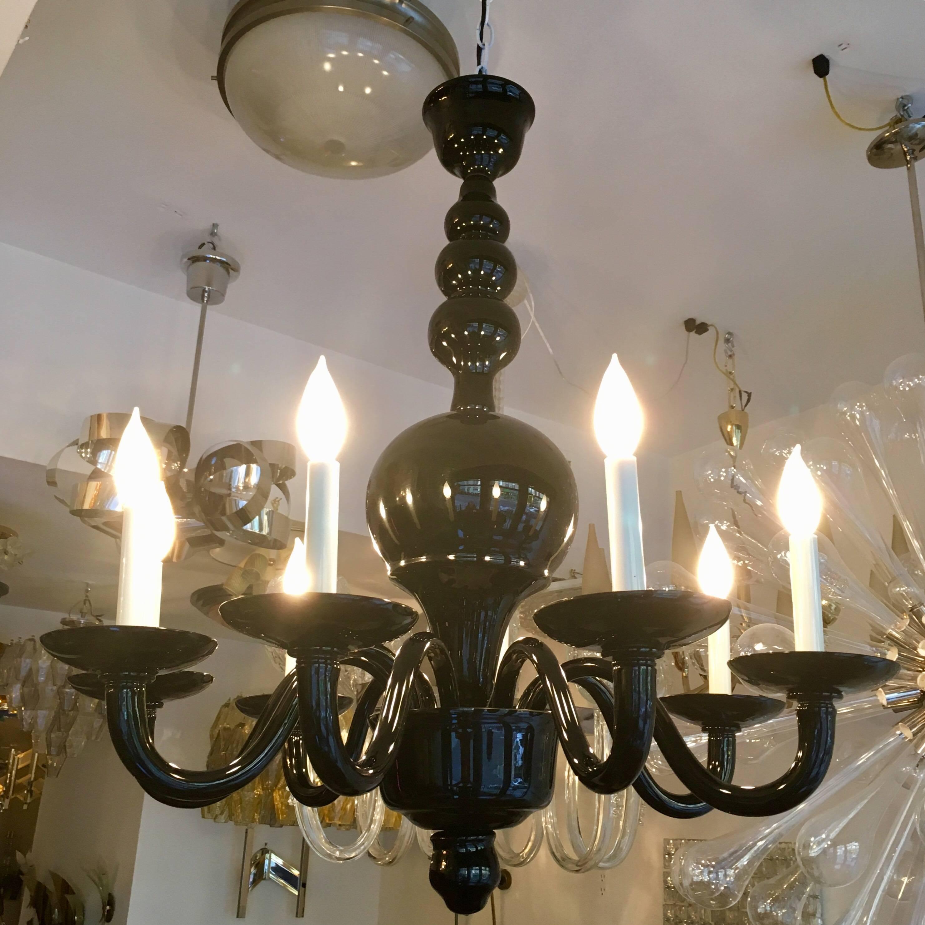 Blown Glass Venetian Murano 1970s Glass Italian Midcentury Chandelier