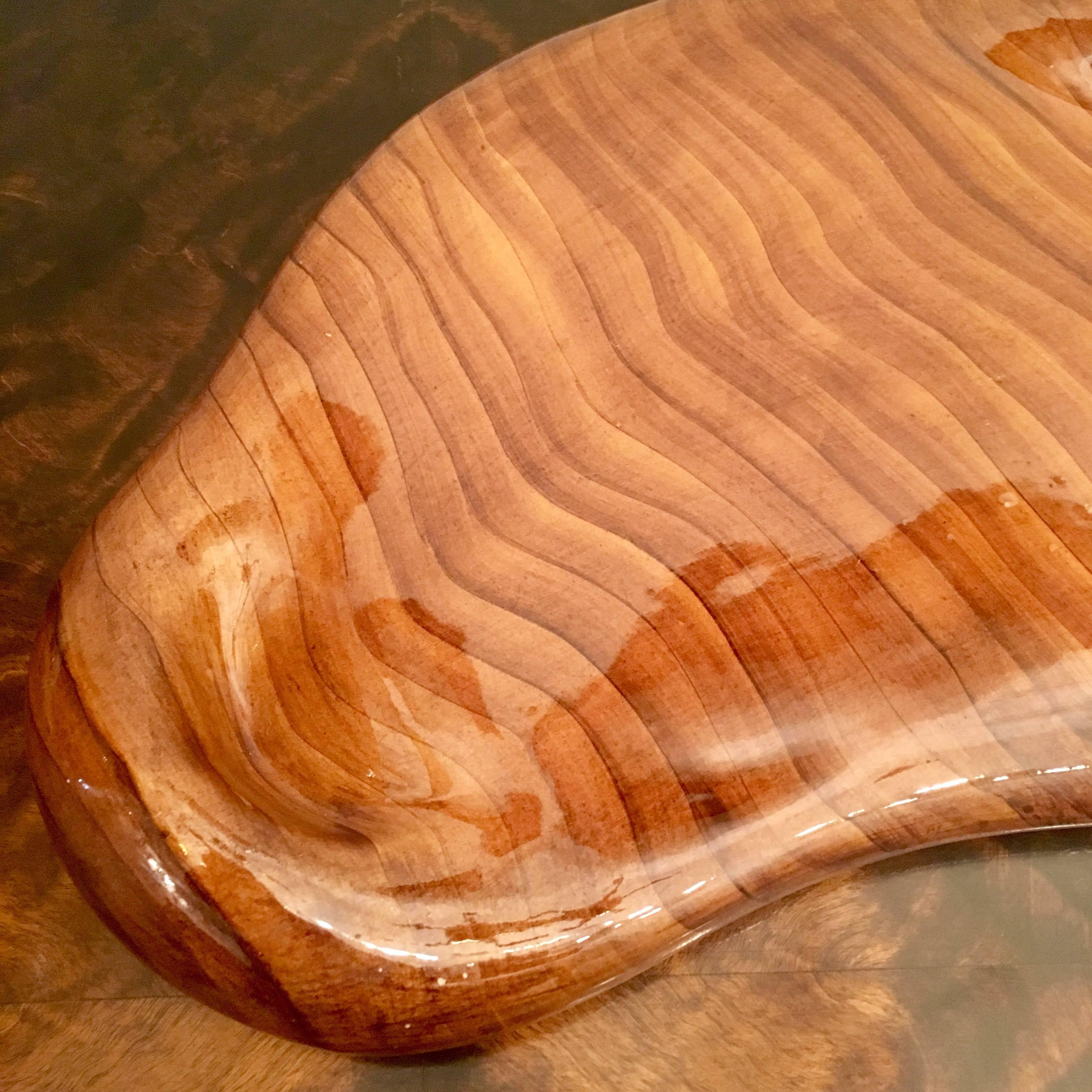 A wonderful ceramic tray made to mimic wood by French Velarius artist, Granjean Jordan.