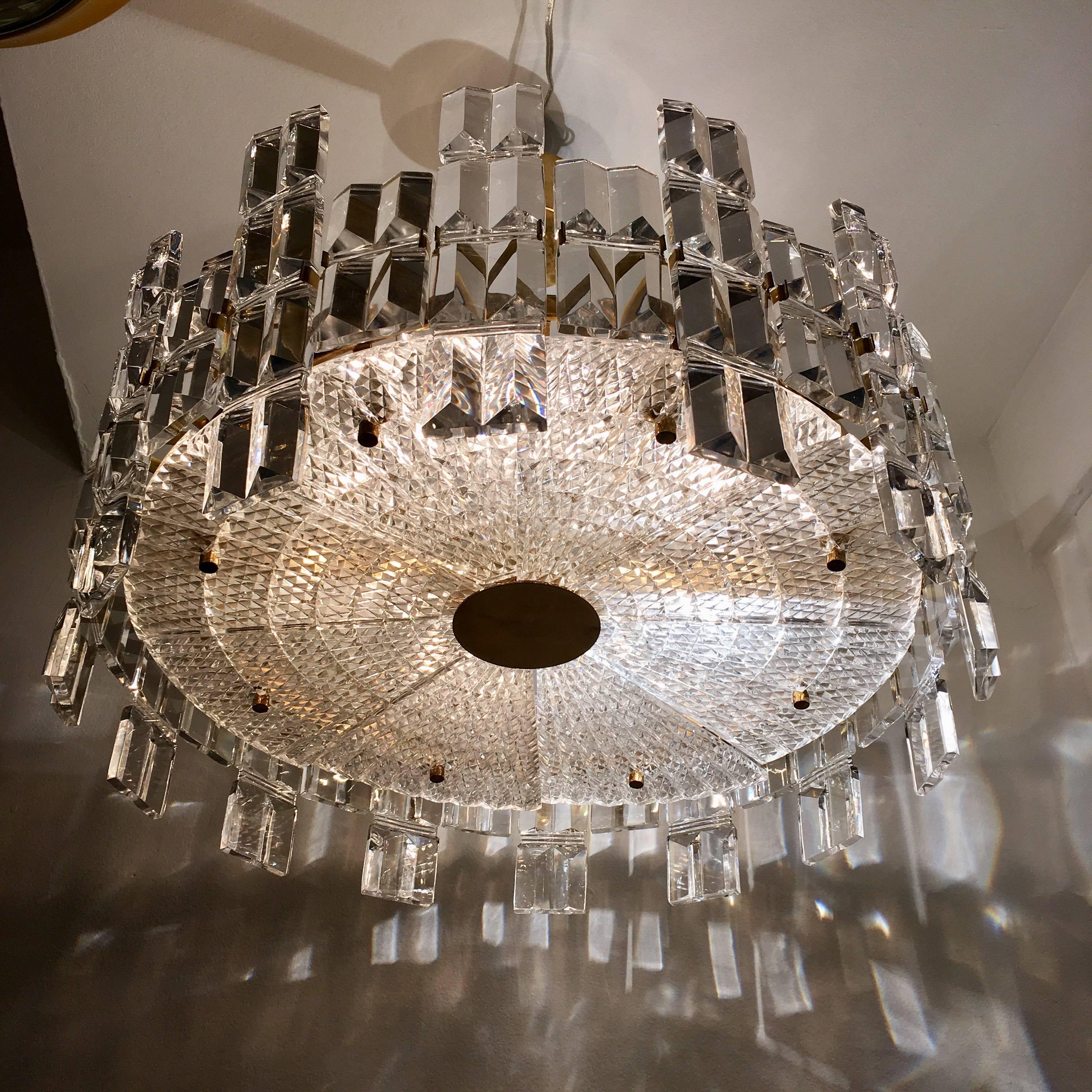 Orrefors Crystal 1950s Swedish Midcentury Chandelier In Excellent Condition In New York, NY
