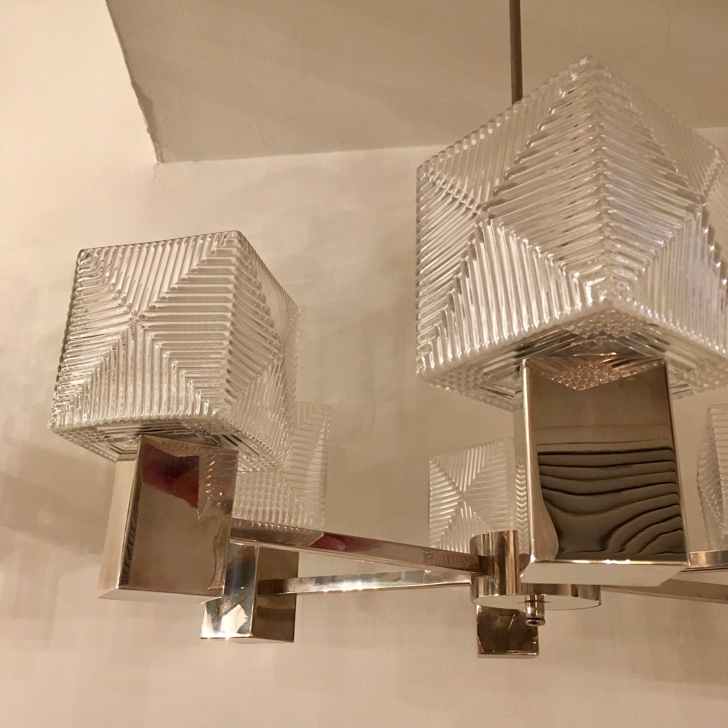 Lustre à suspension Bauhaus cubiste allemand des années 1930 Excellent état - En vente à New York, NY