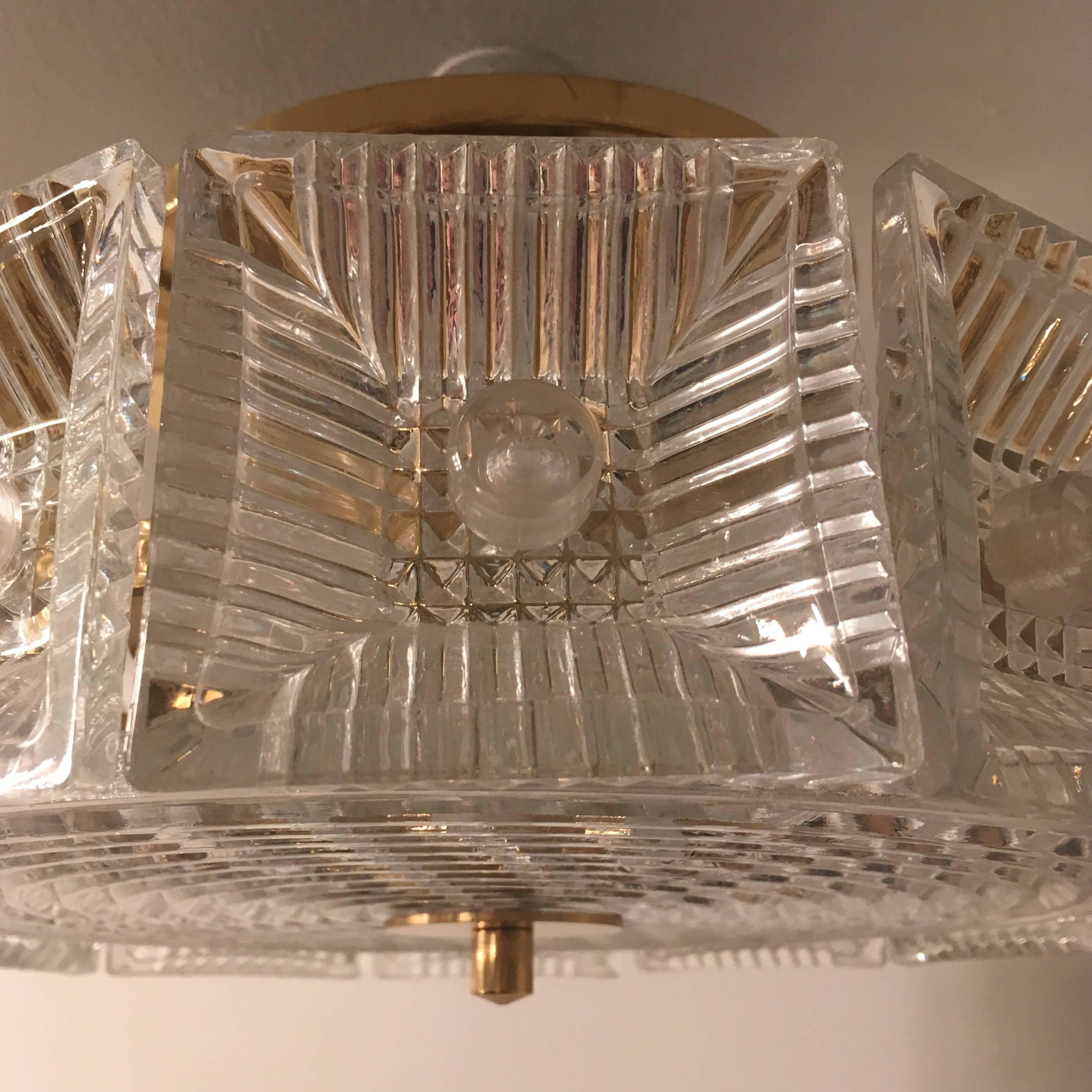 Mid-20th Century Orrefors Swedish Crystal 1950s Flush Ceiling Hanging Amid Century Pendant