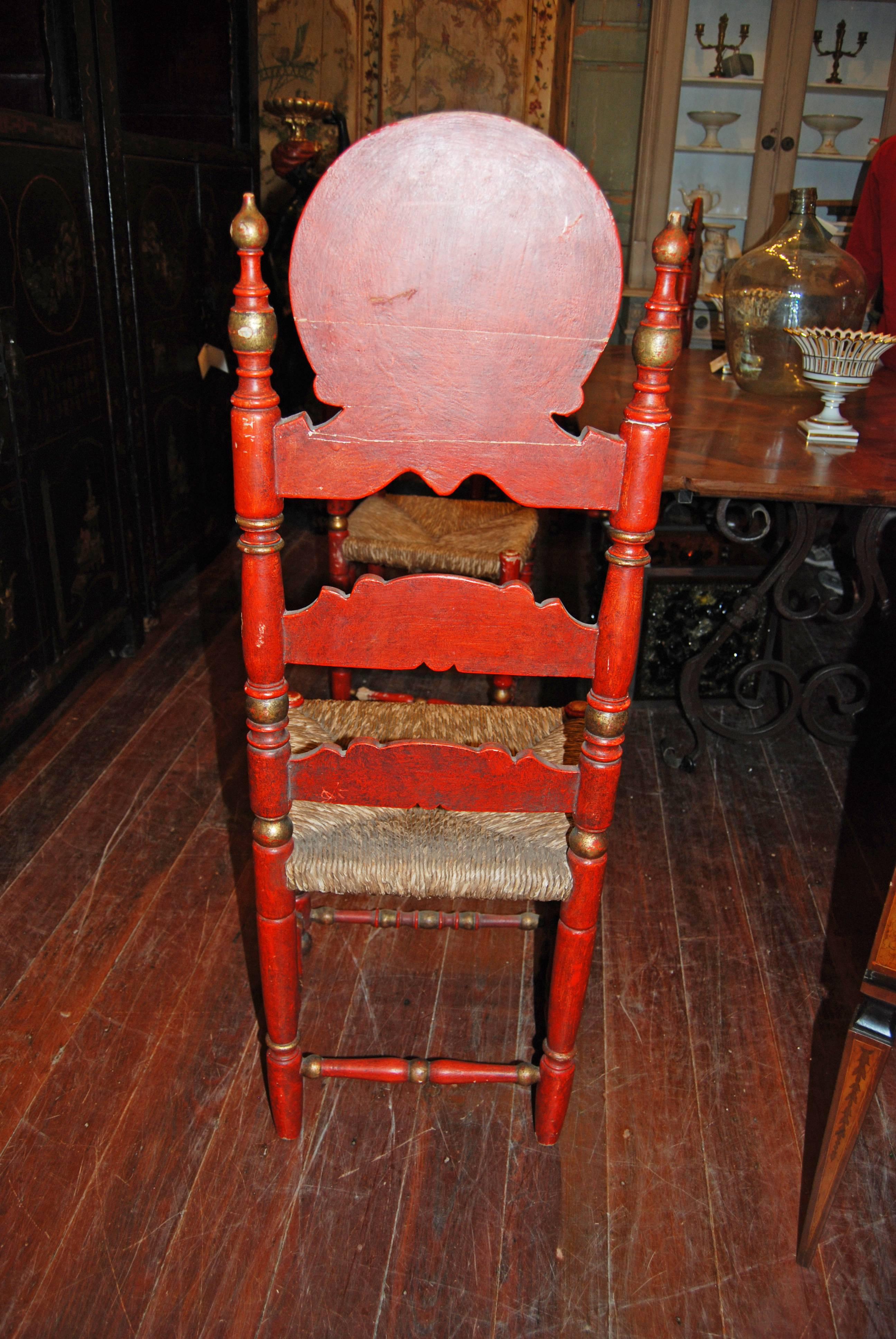 Set aus sechs spanischen bemalten Stühlen im Zustand „Gut“ im Angebot in New Orleans, LA