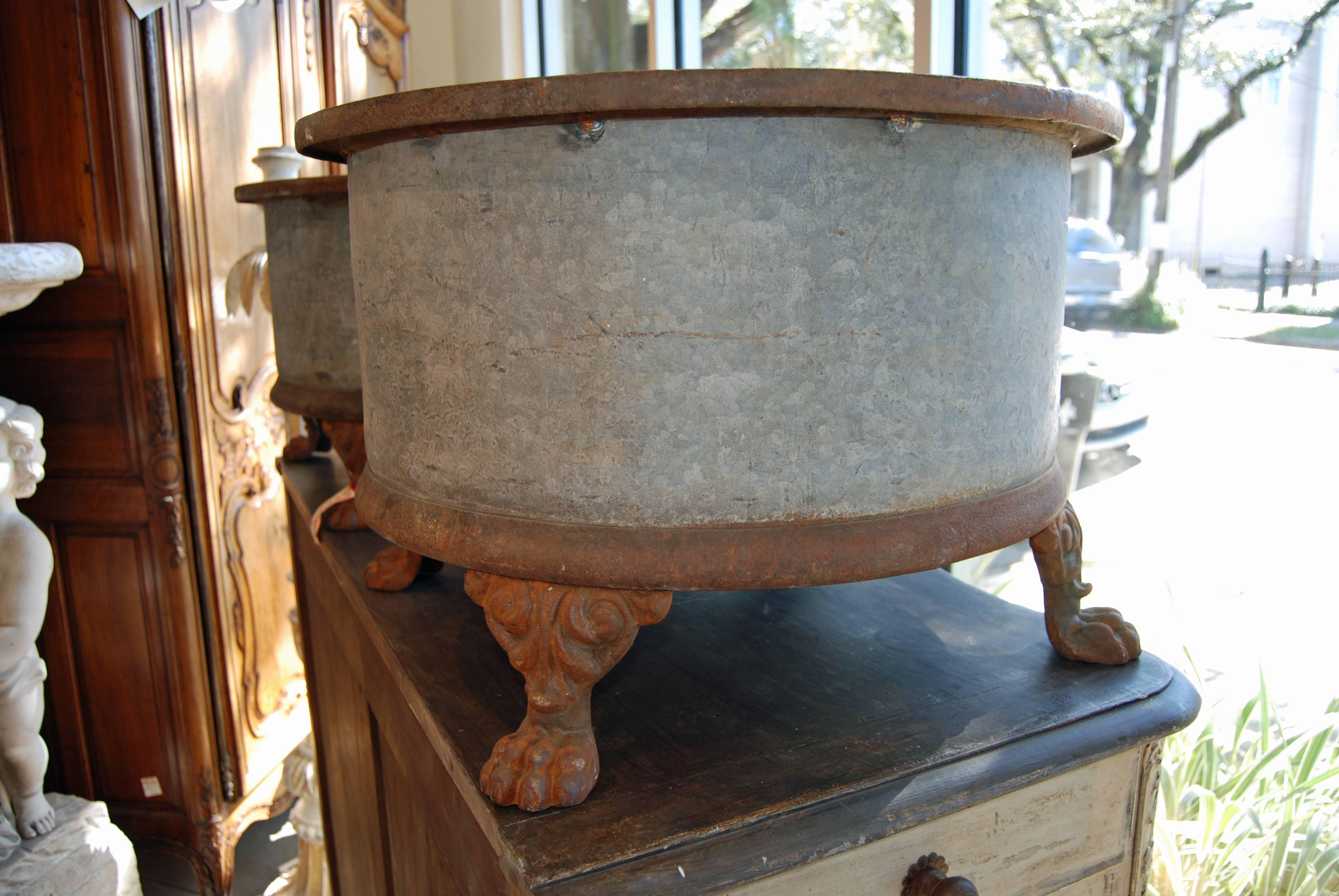 Pair of 19th Century Iron Garden Pots at 1stDibs