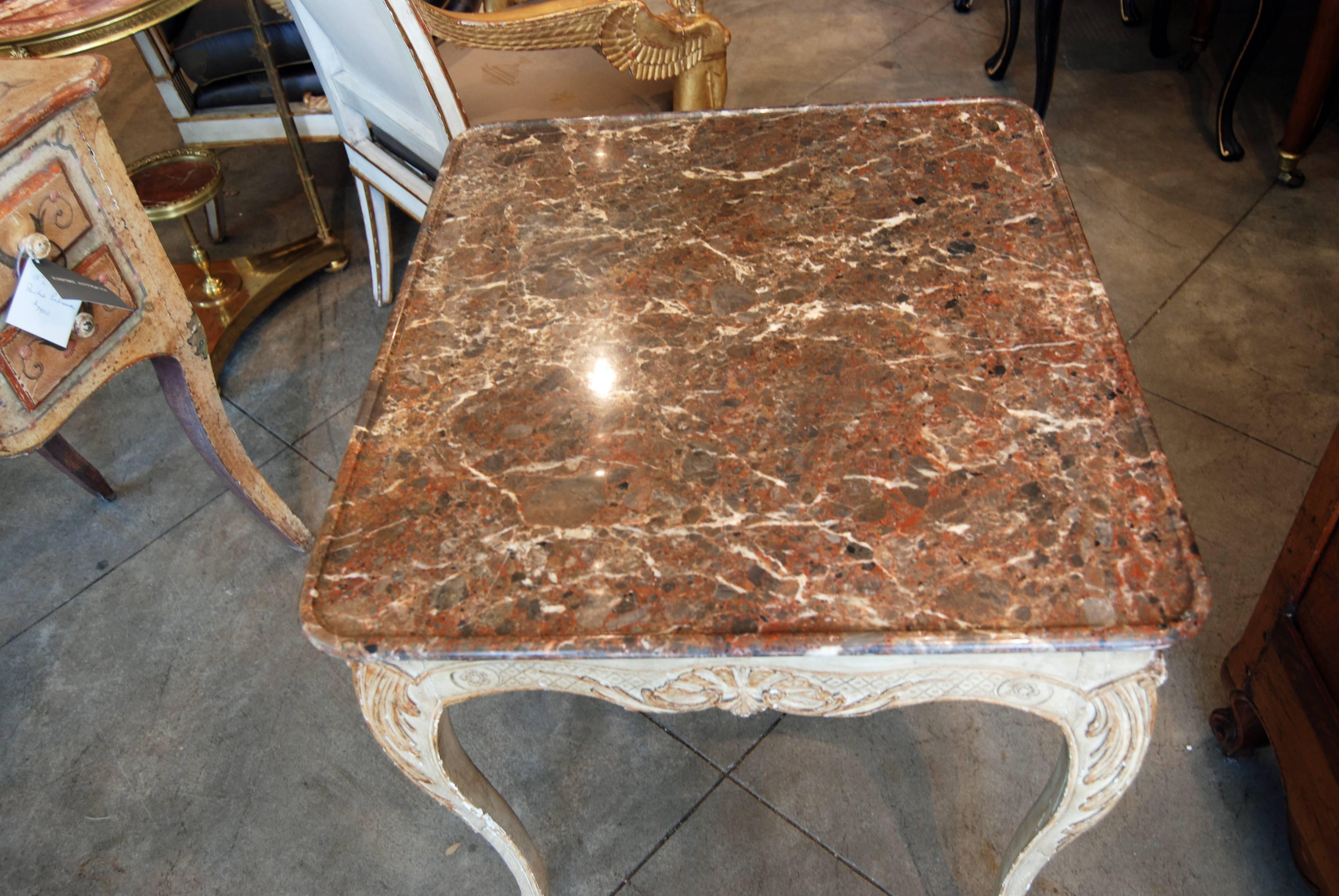 French 18th Century Painted and Carved Center Table For Sale