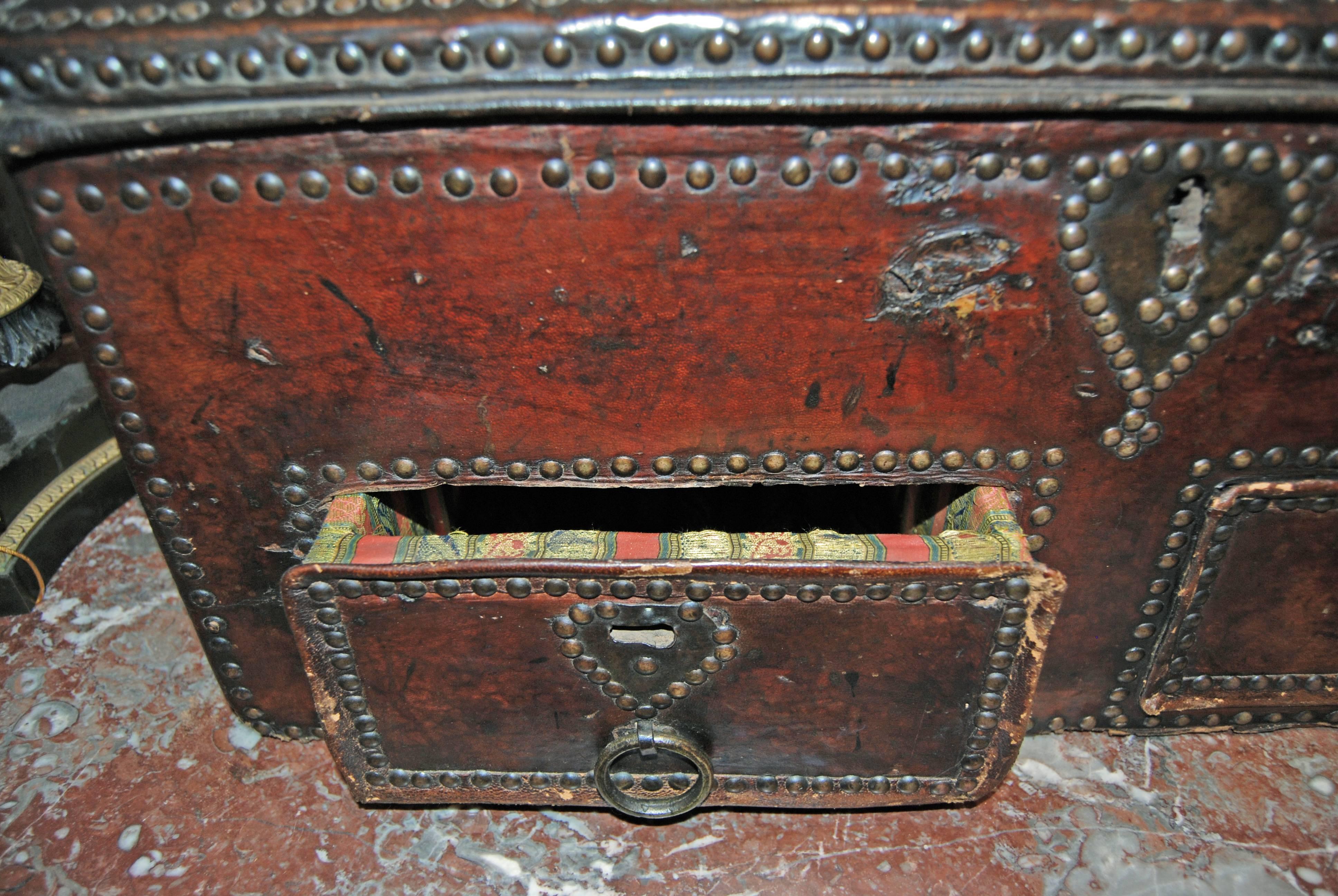 French 19th Century Leather and Grommet Mail Box