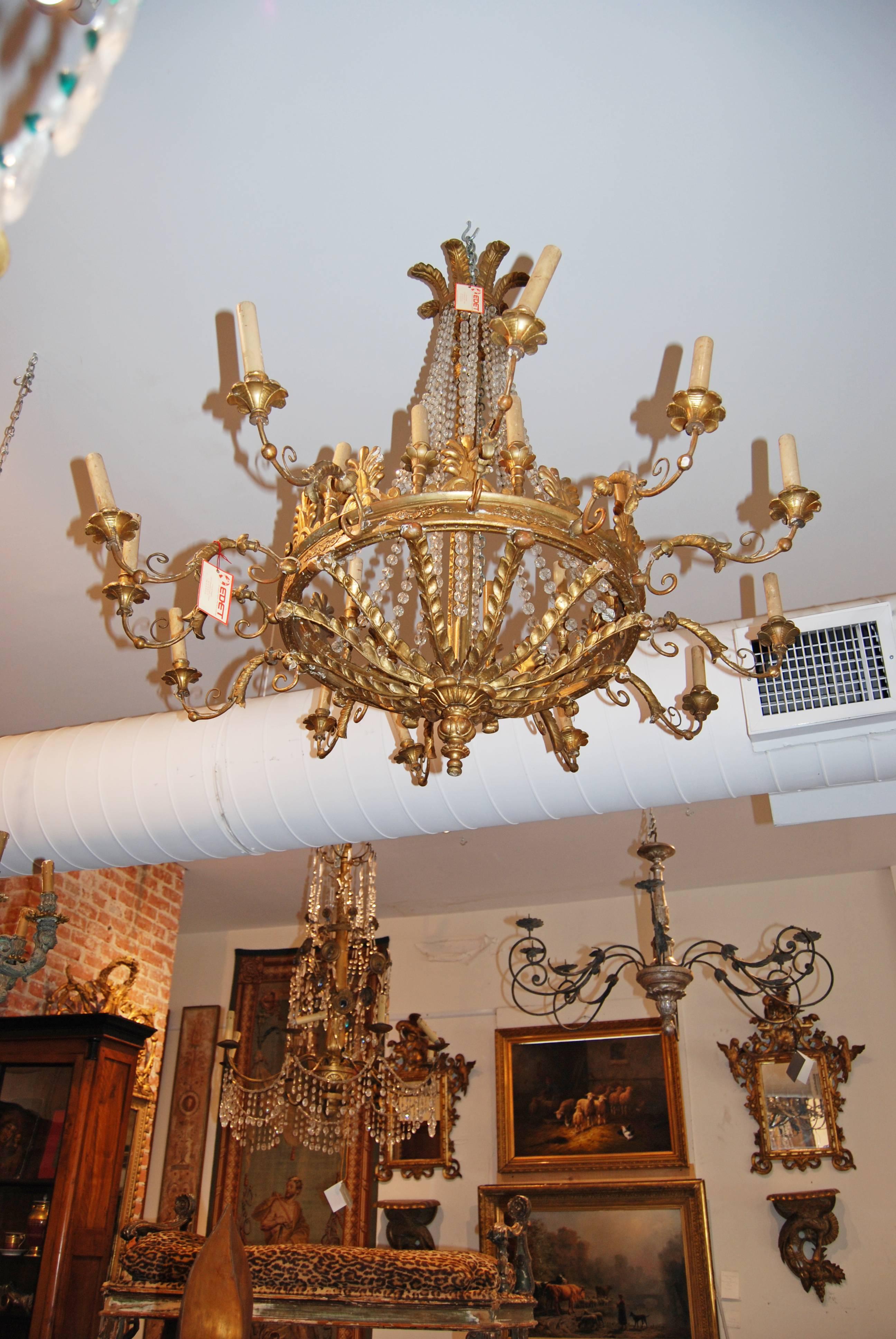 Period Empire giltwood chandelier.