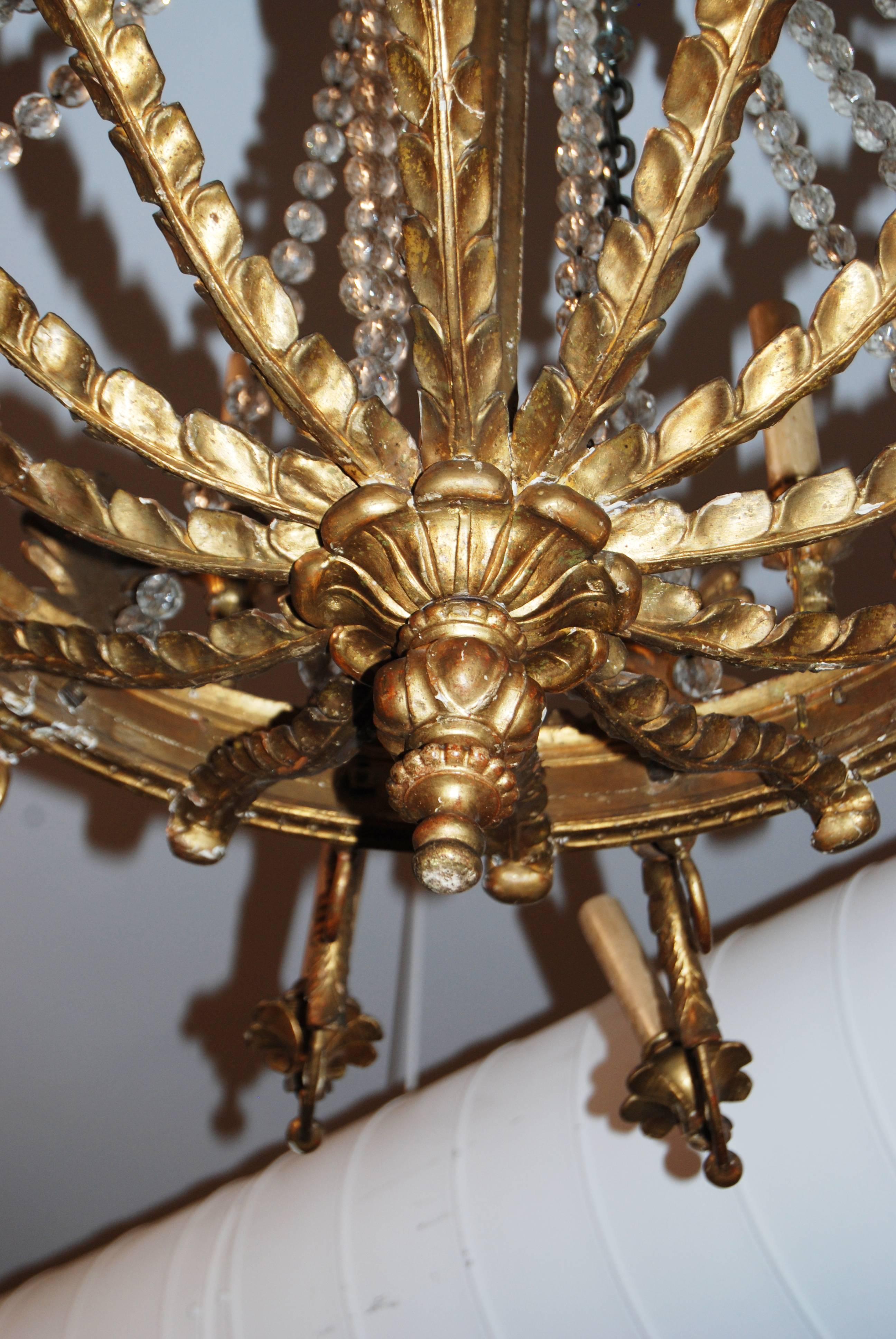 French Period Empire Giltwood Chandelier