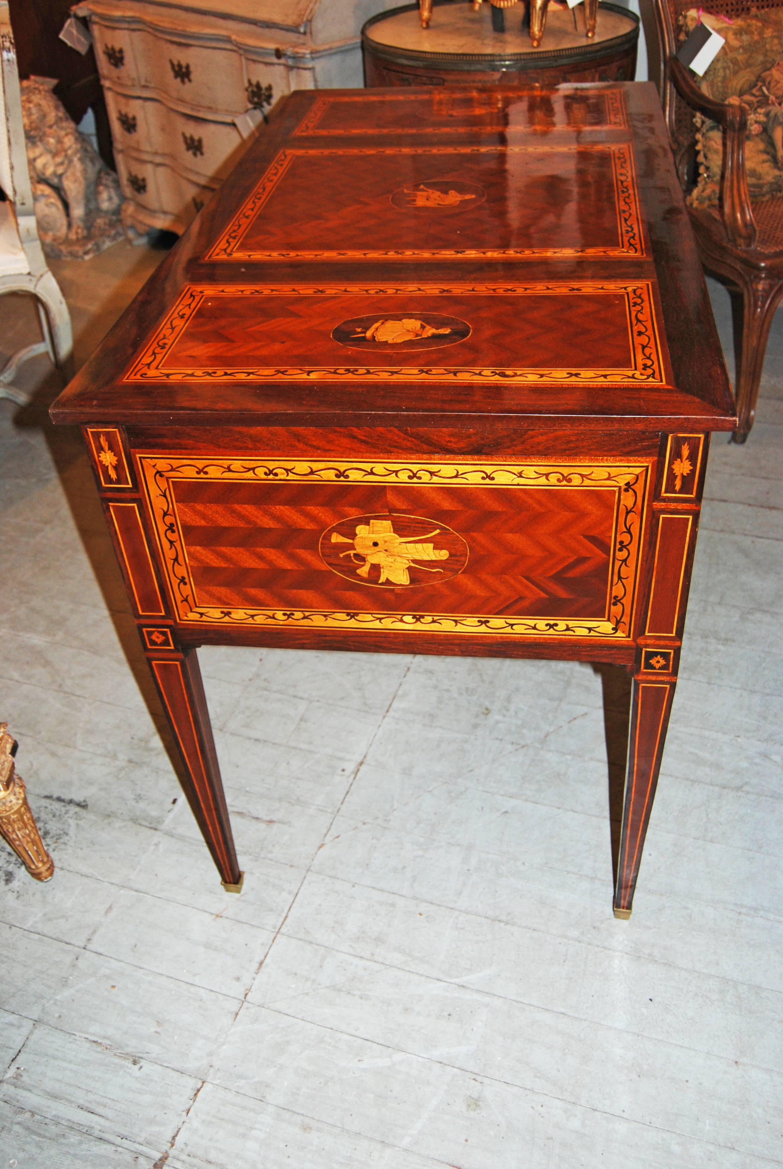 French Exceptional 19th Century Marquetry Center Desk