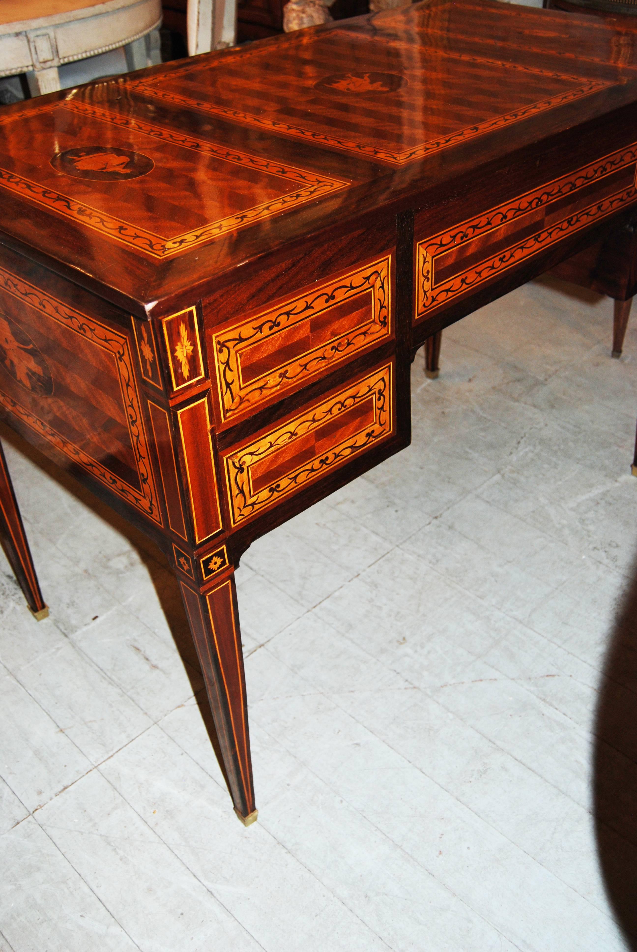 Exceptional 19th Century Marquetry Center Desk In Excellent Condition In New Orleans, LA