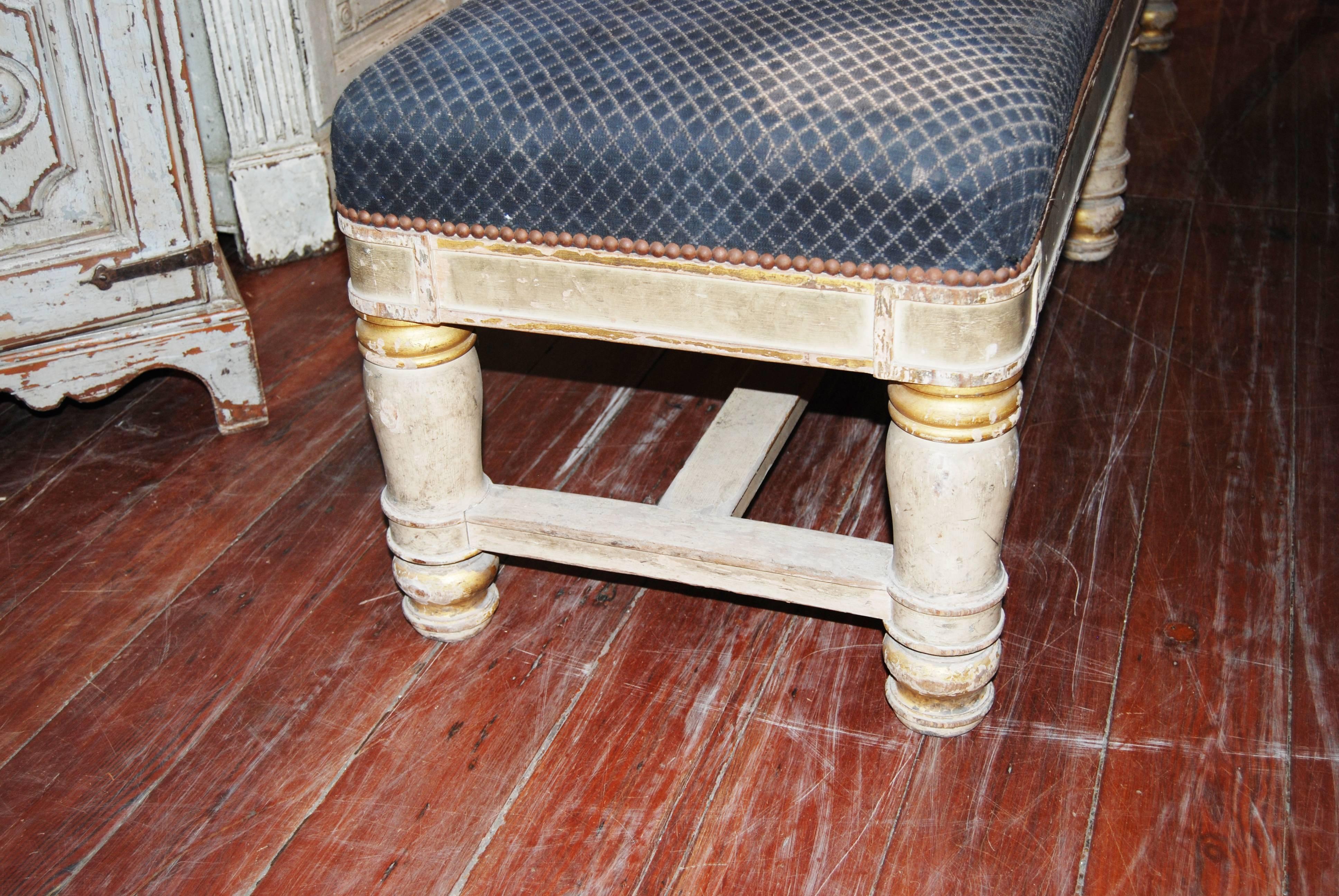 Period empire painted and gilded bench.