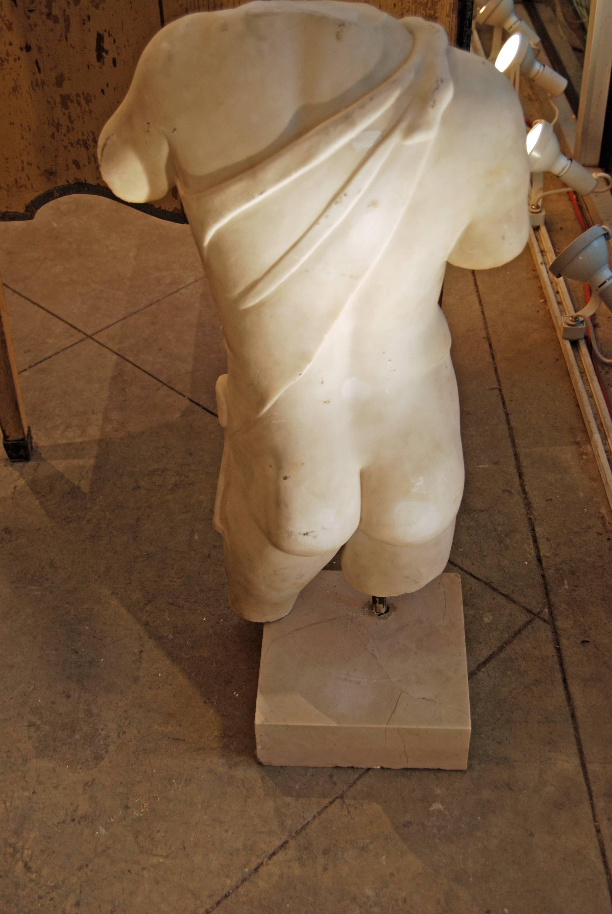 19th Century Carved Marble Torso In Good Condition In New Orleans, LA