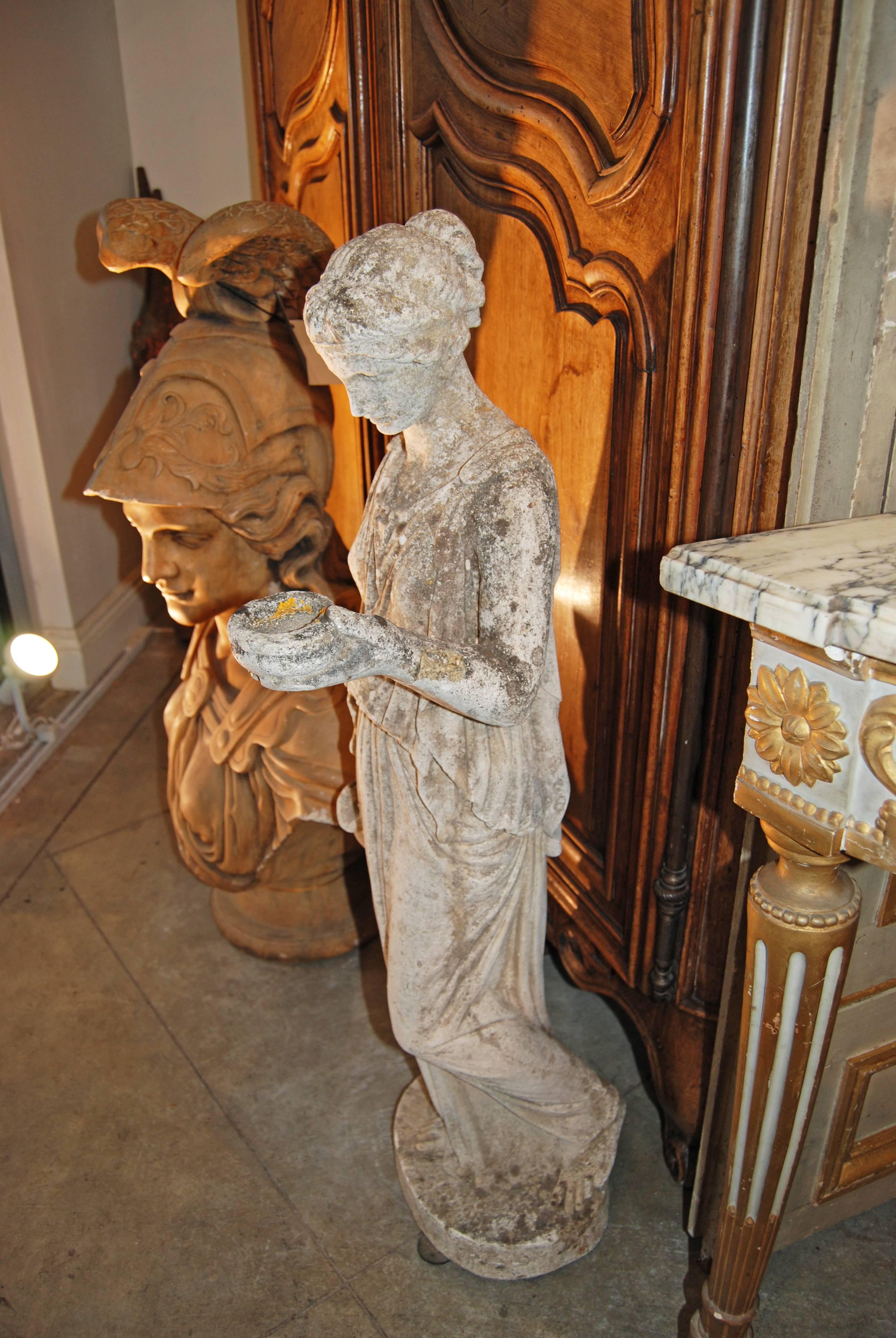 French 19th Century Classical Limestone Statue 