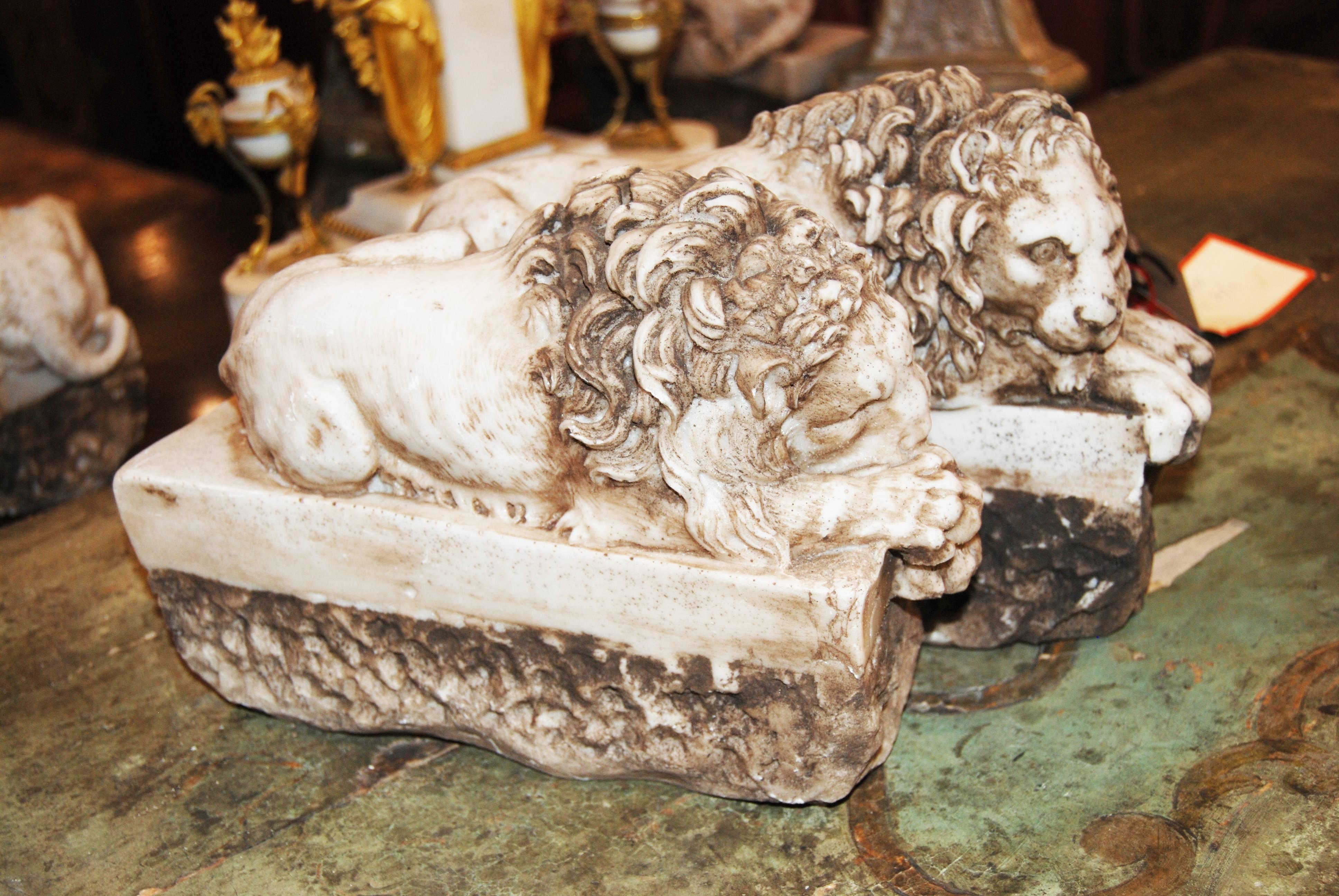 19th century  marble lions.