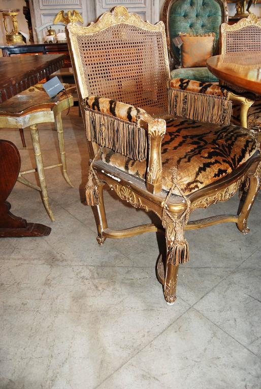 Set Of 12 19th Century Giltwood And Cane Dining Chairs