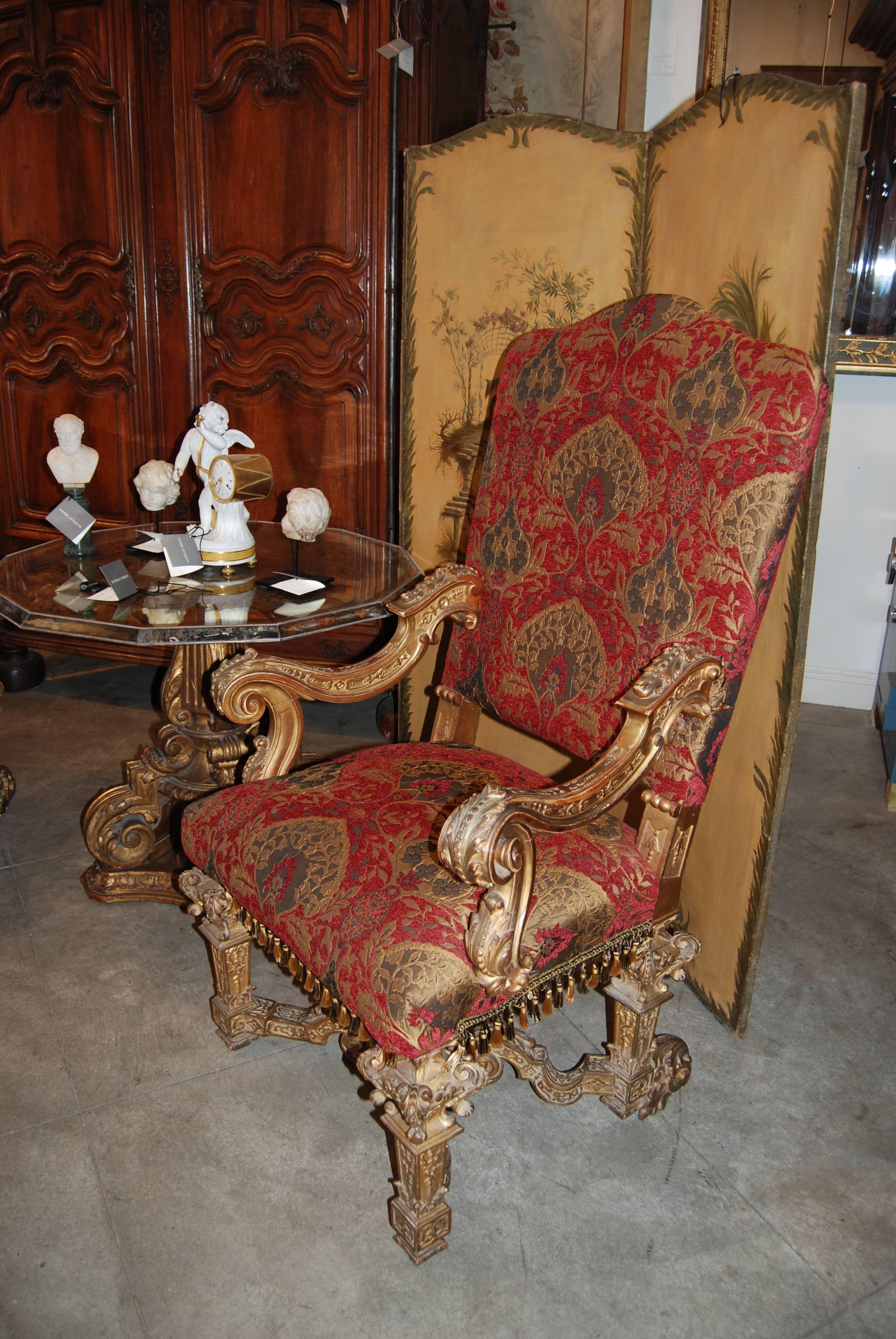 French Pair of Louis XIV Giltwood Armchairs