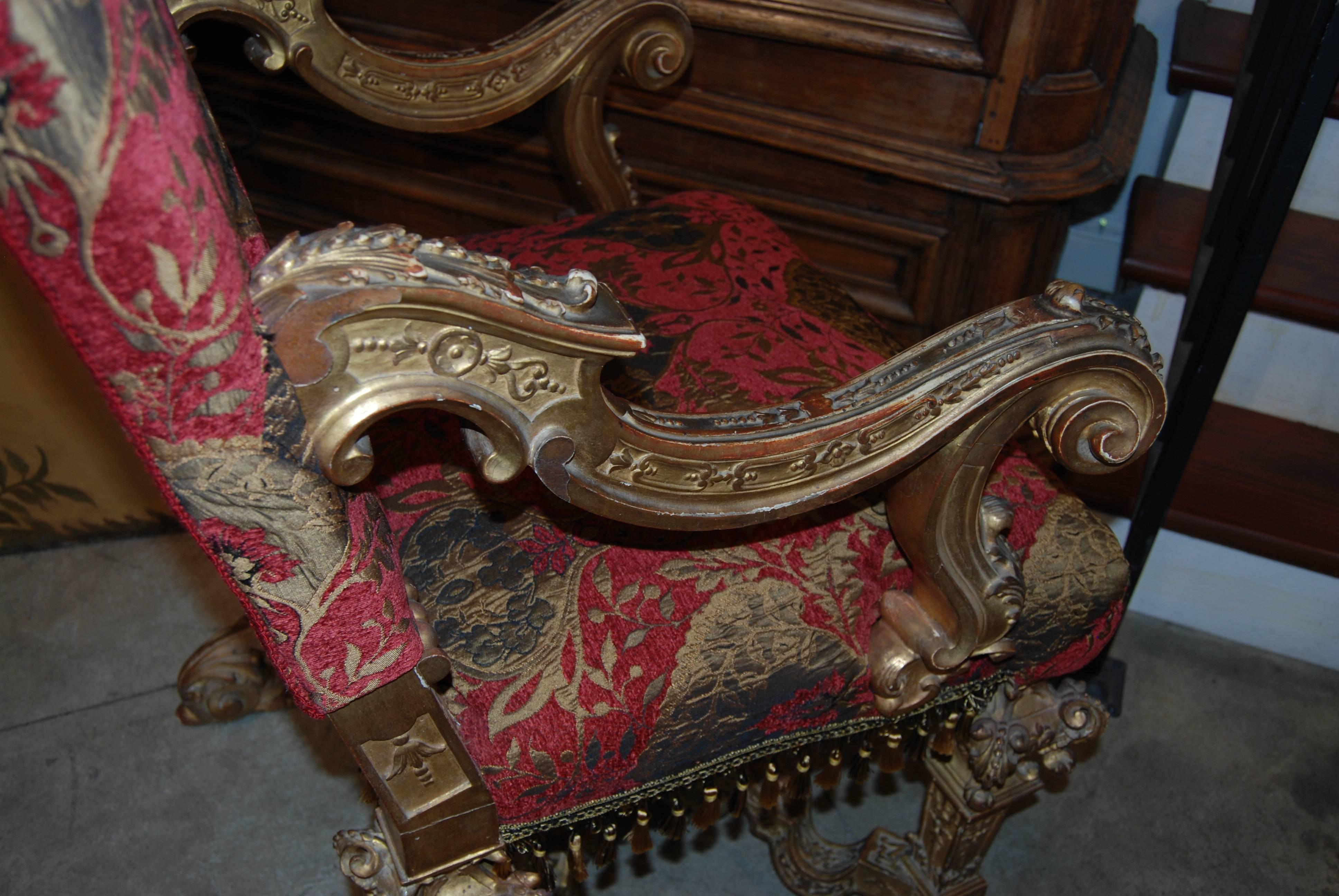 18th Century Pair of Louis XIV Giltwood Armchairs