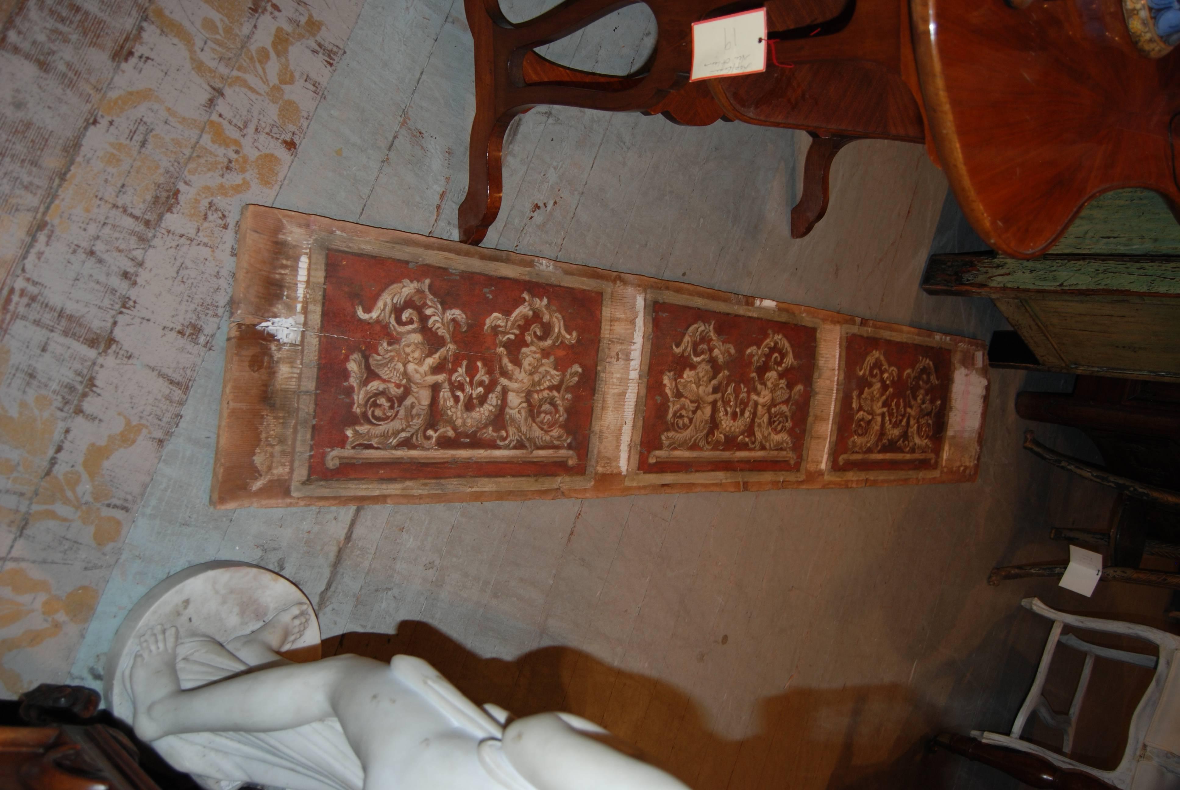 Exceptional set of four, 18th century. Venetian painted panels
Various lengths.