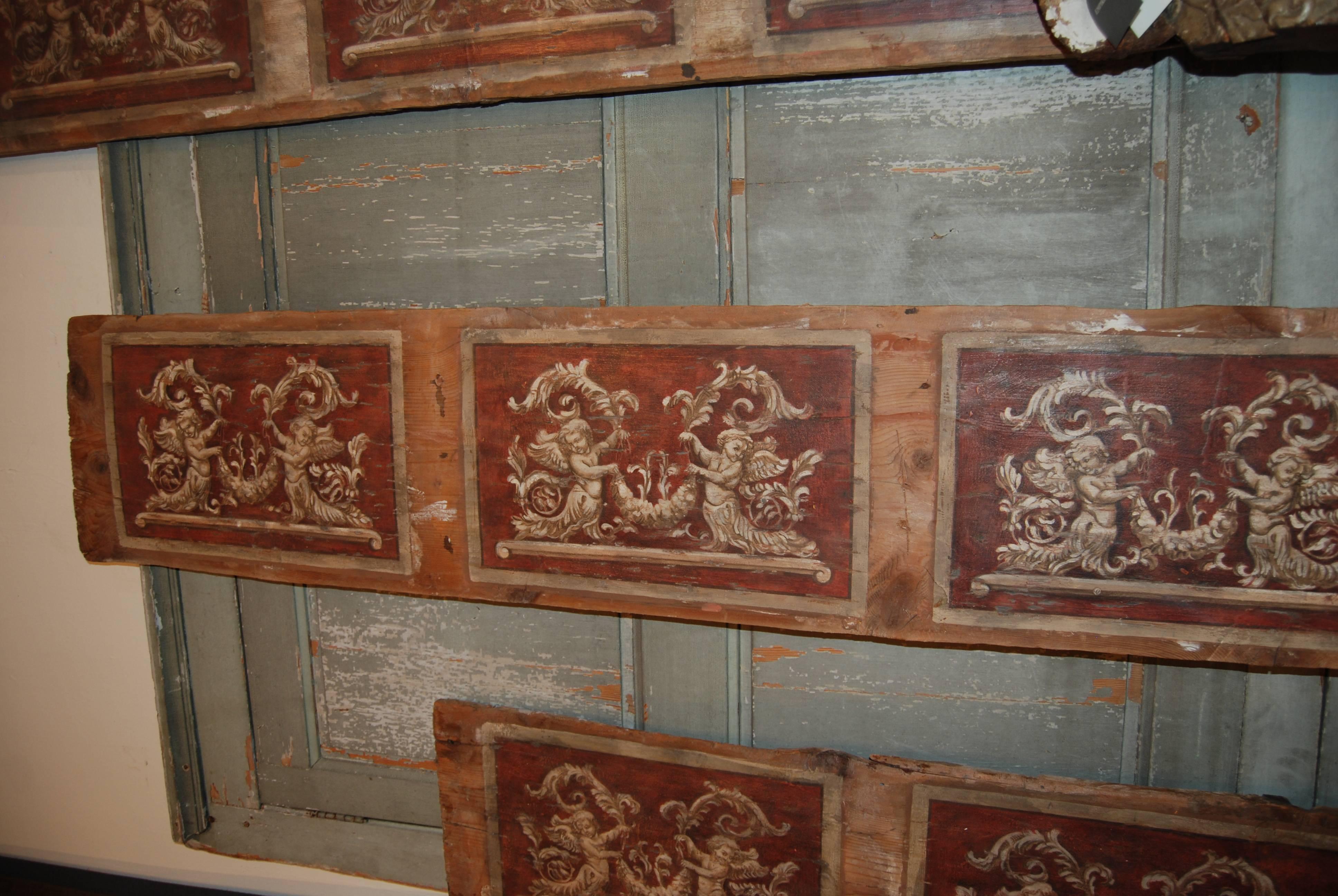 Italian Set of Four 18th Century Architectural Venetian Boiserie Panels